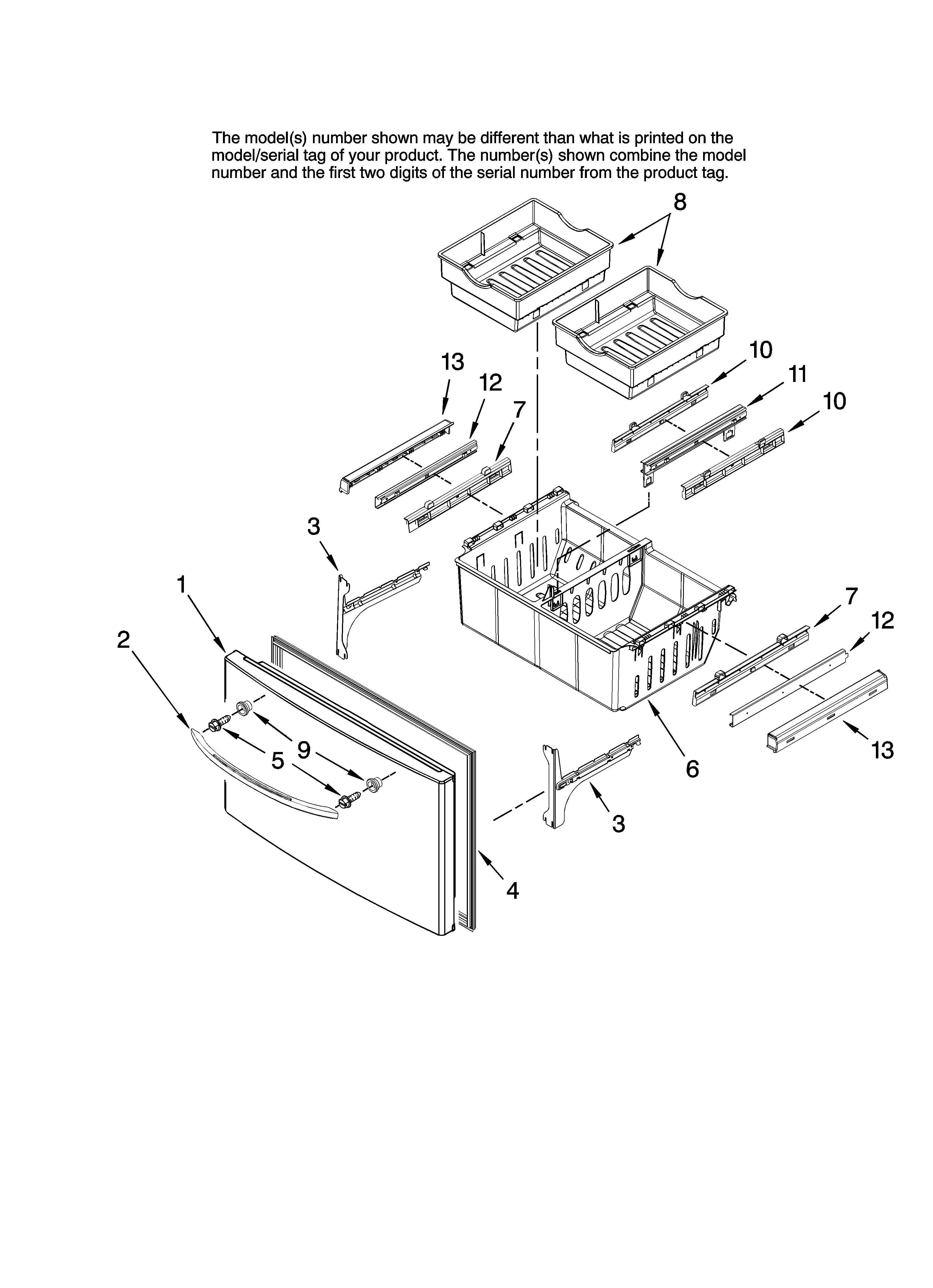 Maytag MFI2569VEB0 freezer door parts diagram