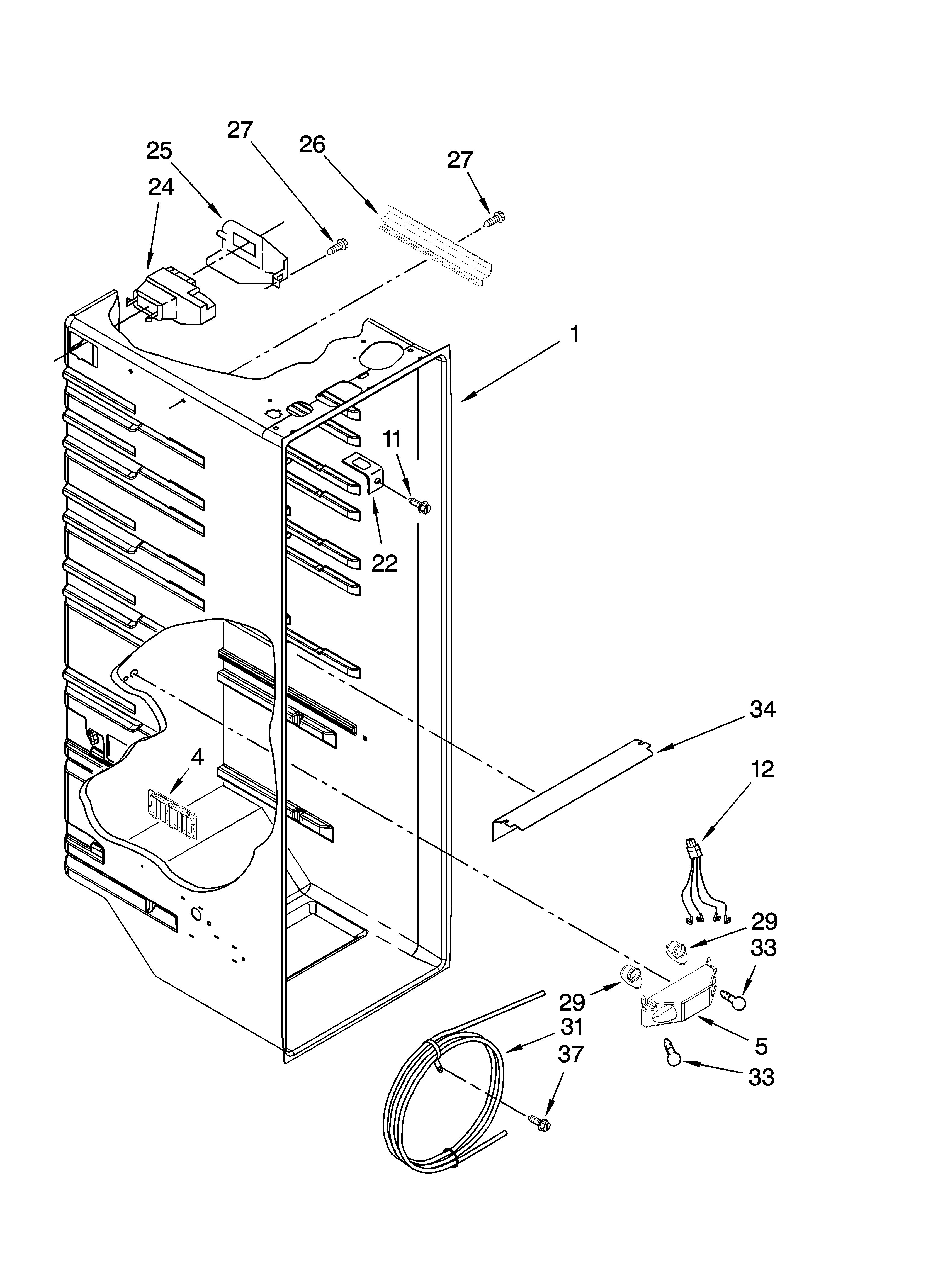 Whirlpool ED2VHEXTL01 refrigerator liner parts diagram
