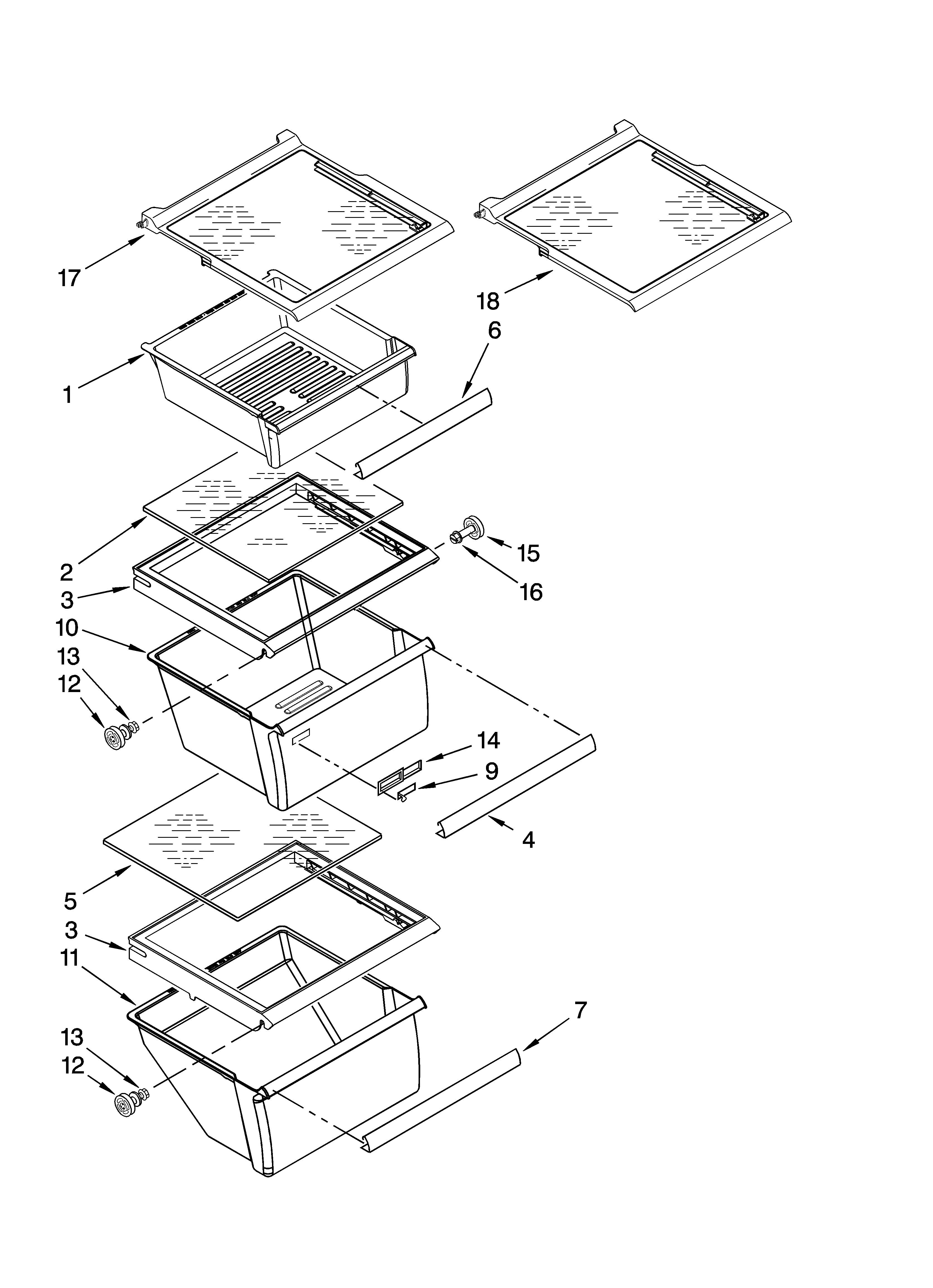 Whirlpool ED2VHEXTL01 refrigerator shelf parts diagram