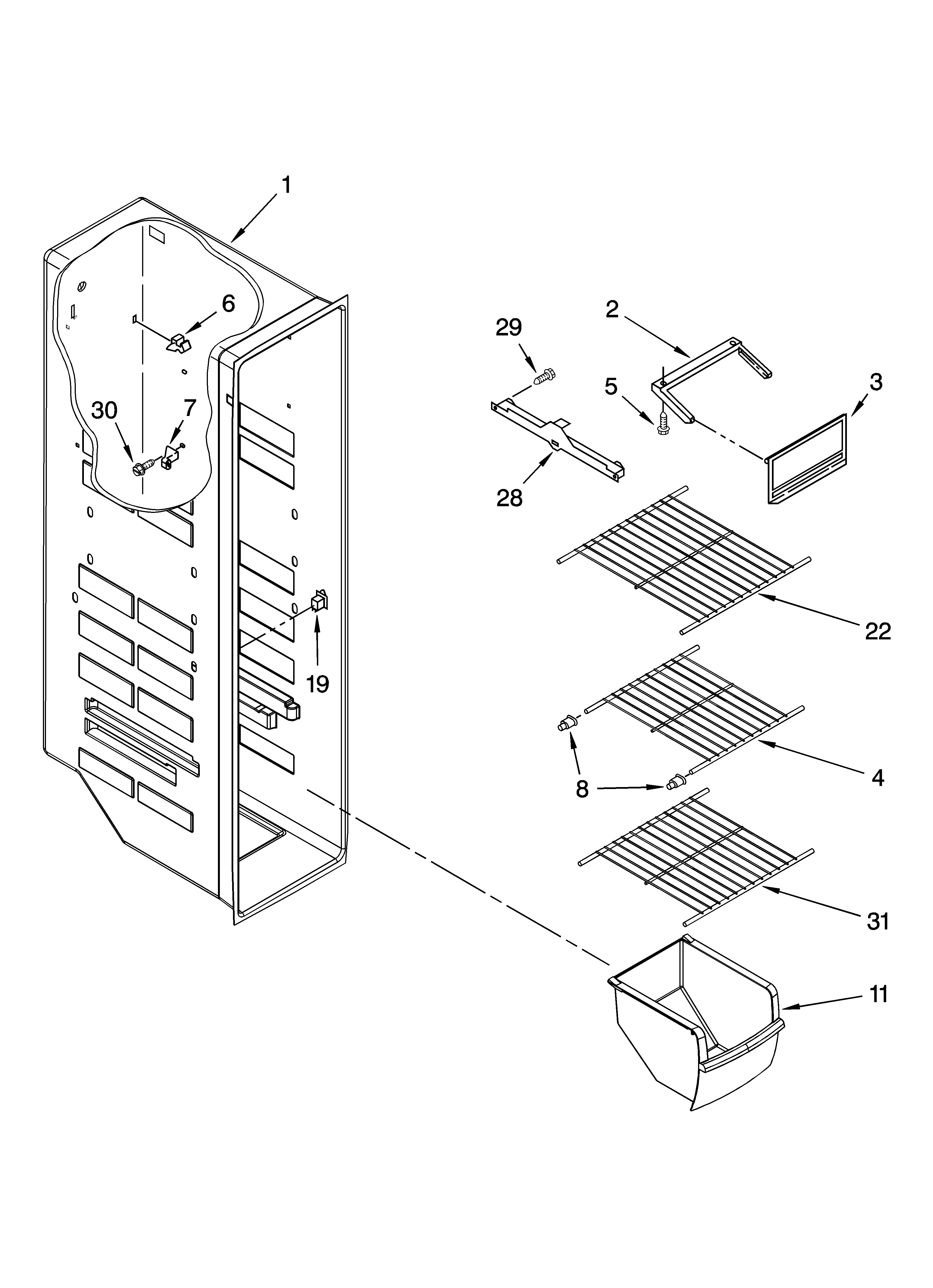 Whirlpool ED2VHEXTL01 freezer liner parts diagram