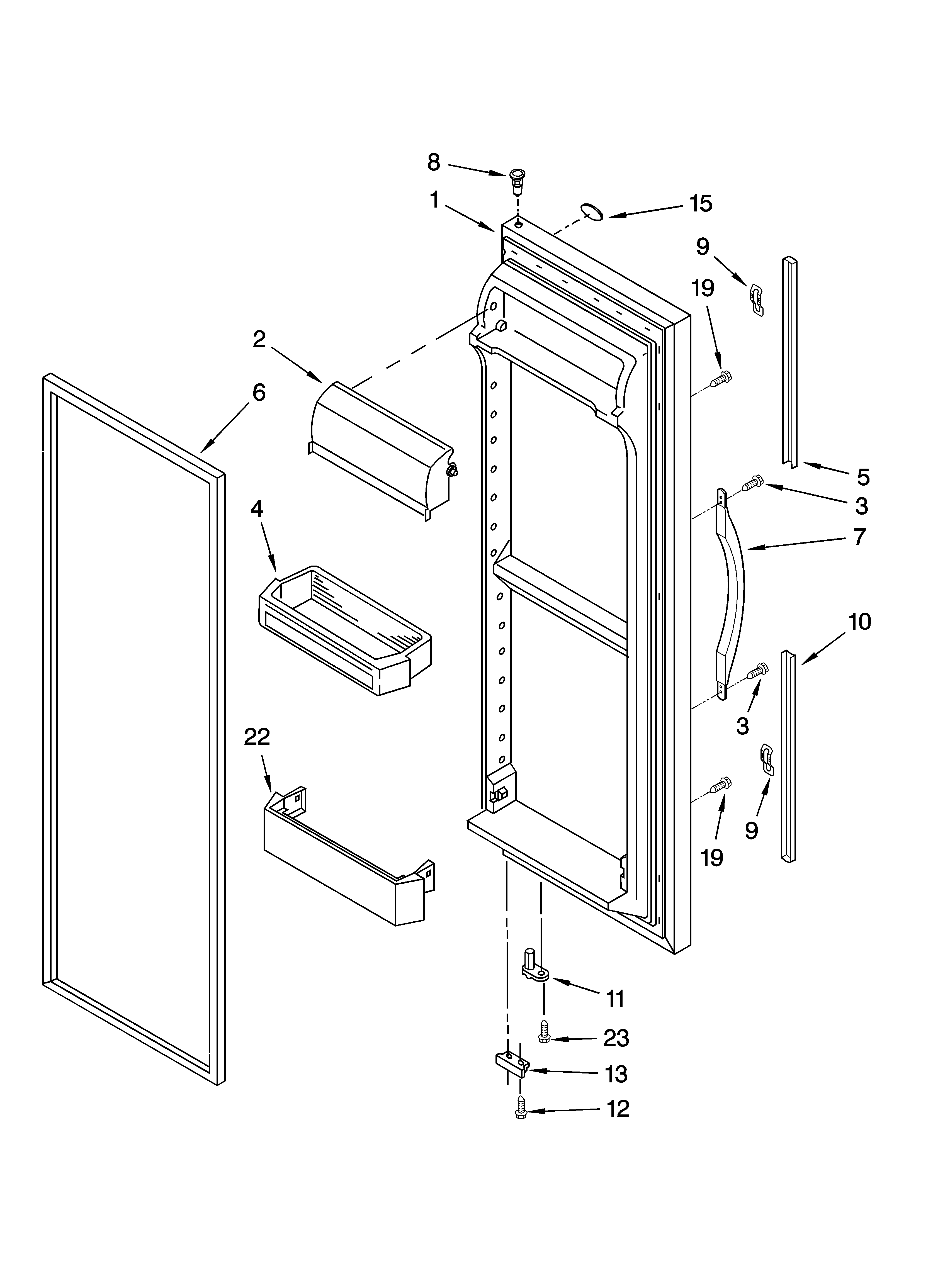 Whirlpool ED2VHEXTL01 refrigerator door parts diagram