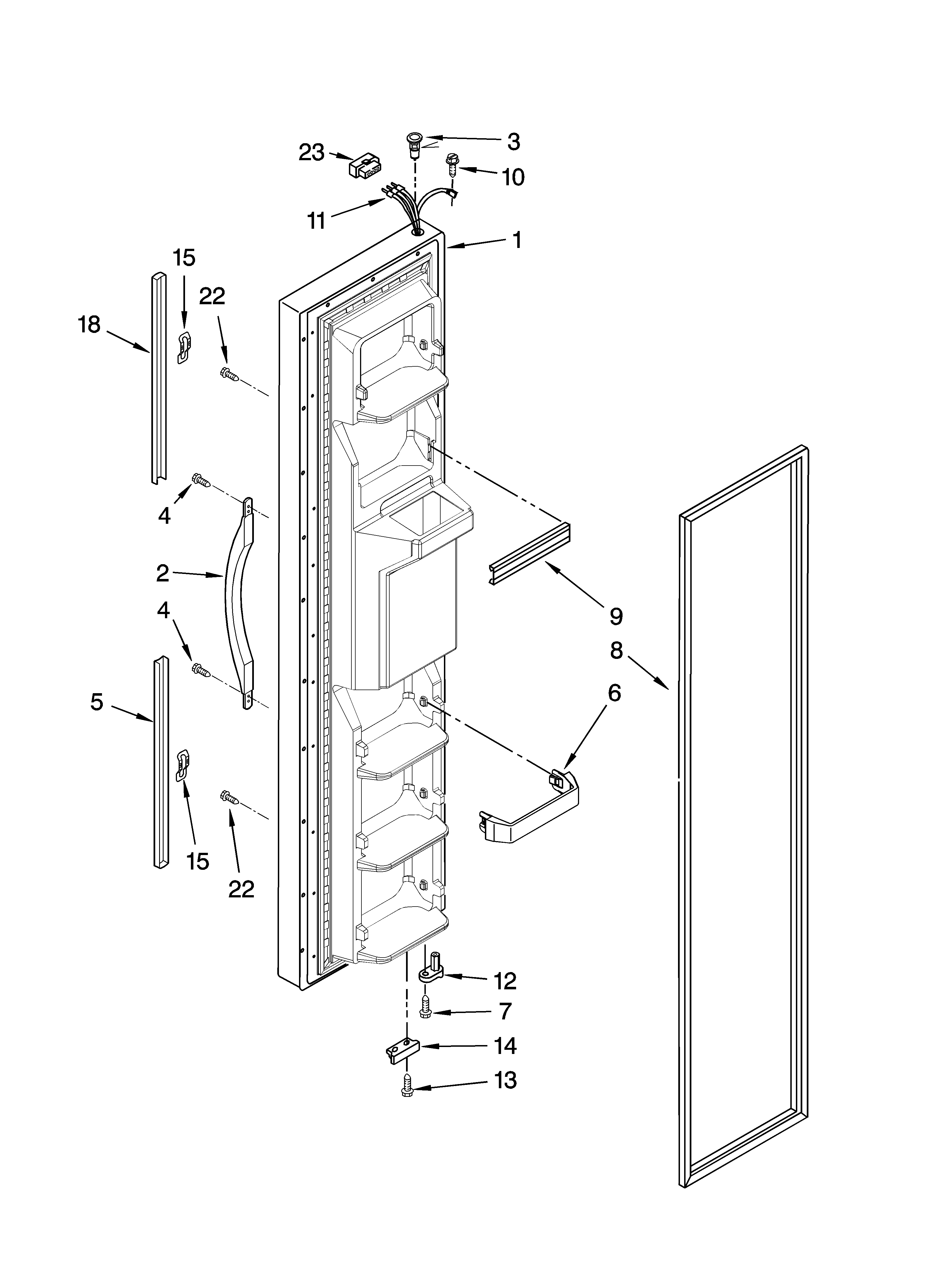 Whirlpool ED2VHEXTL01 freezer door parts diagram