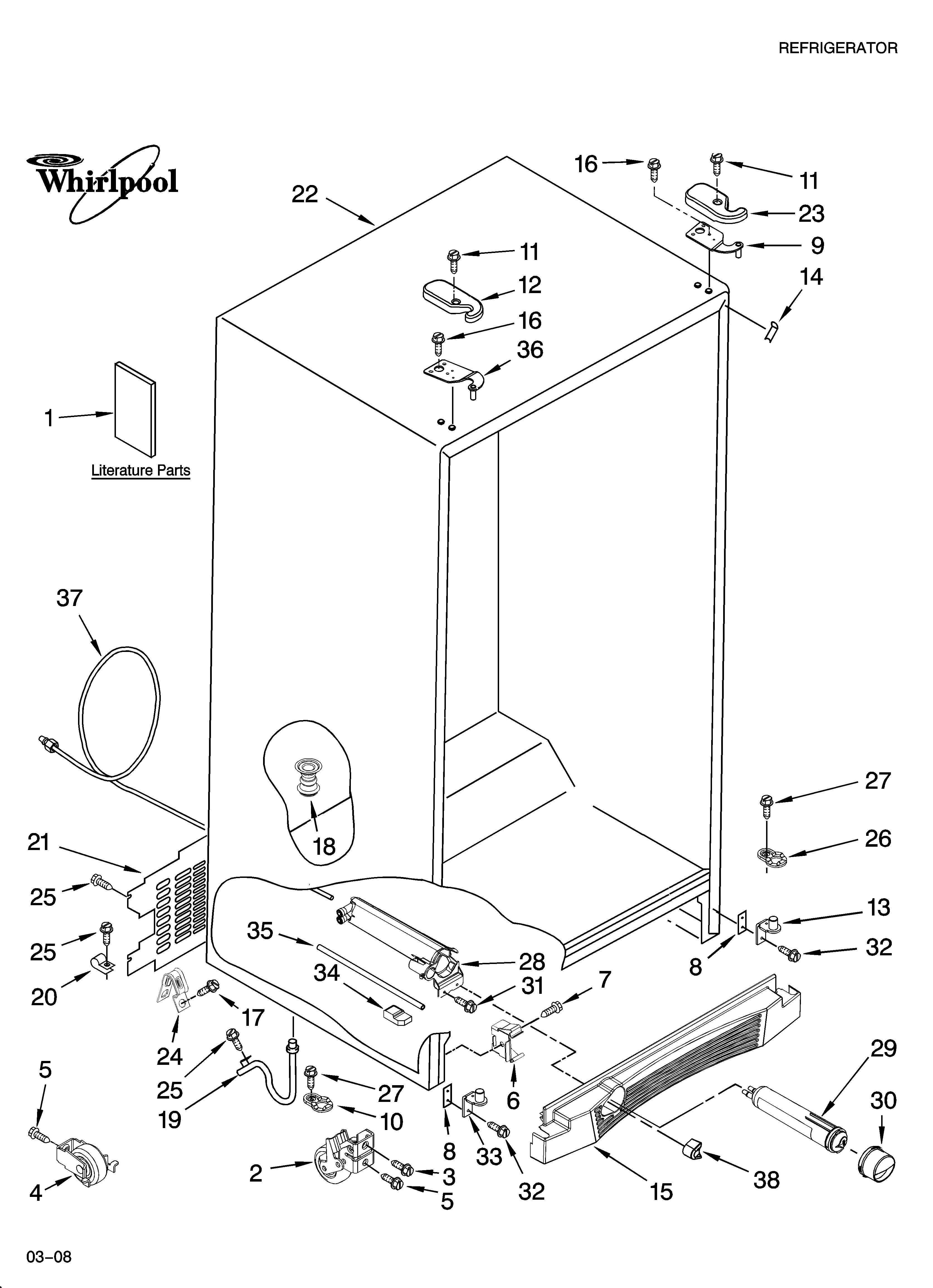Whirlpool GS6NVEXSQ03 cabinet parts diagram