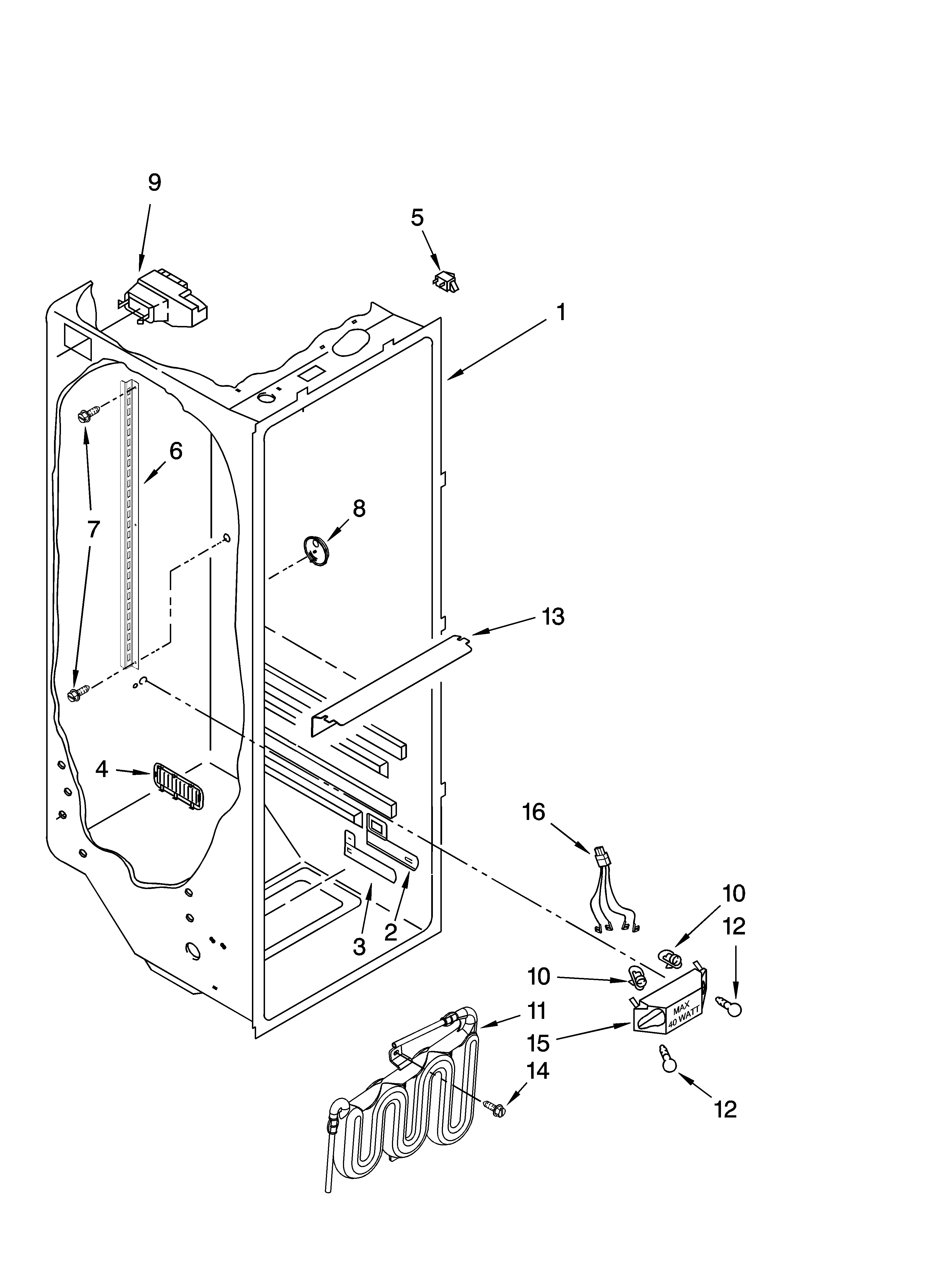 Whirlpool GS6NVEXSQ03 refrigerator liner parts diagram