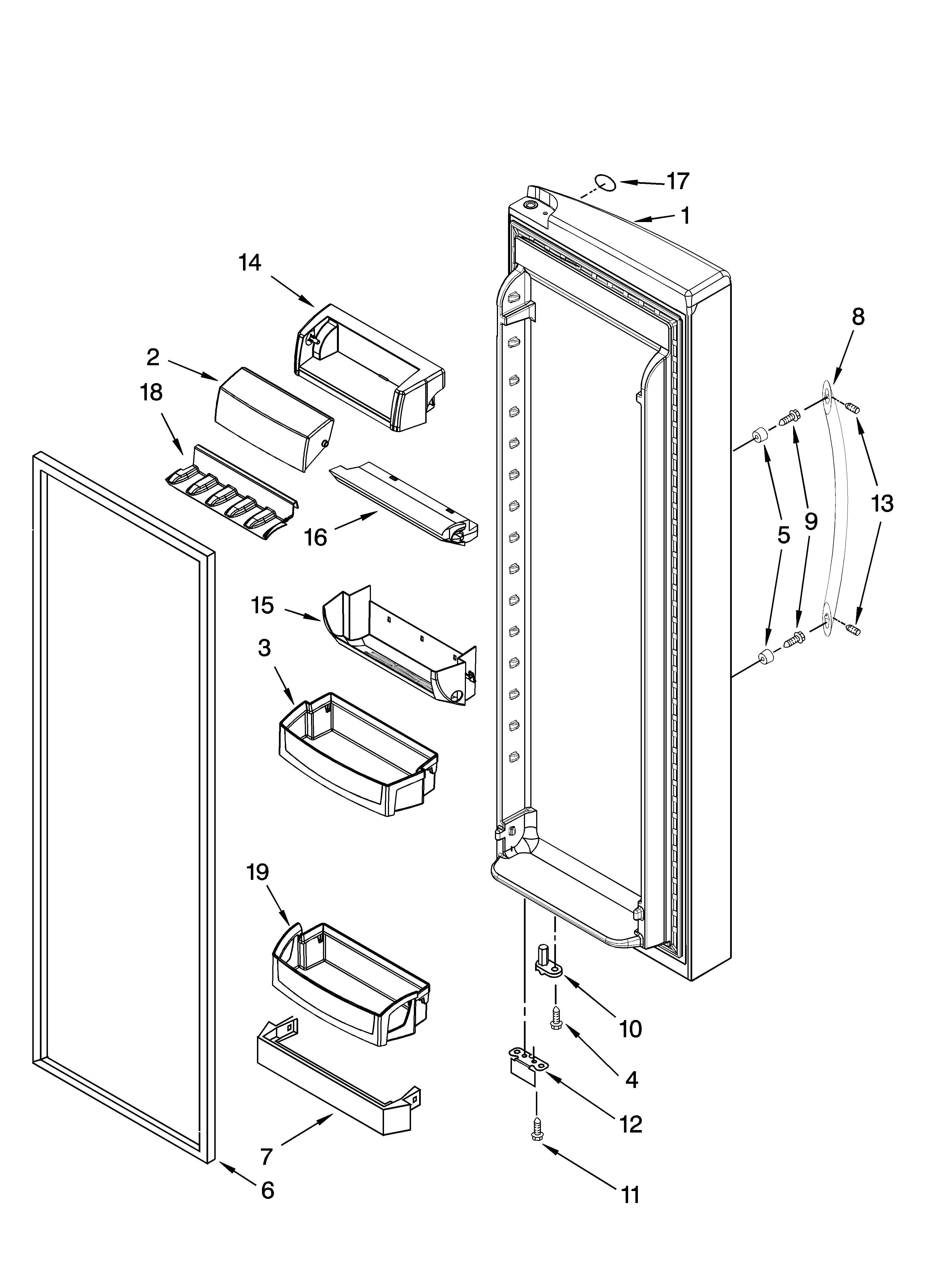 Whirlpool GS6NVEXSQ03 refrigerator door parts diagram