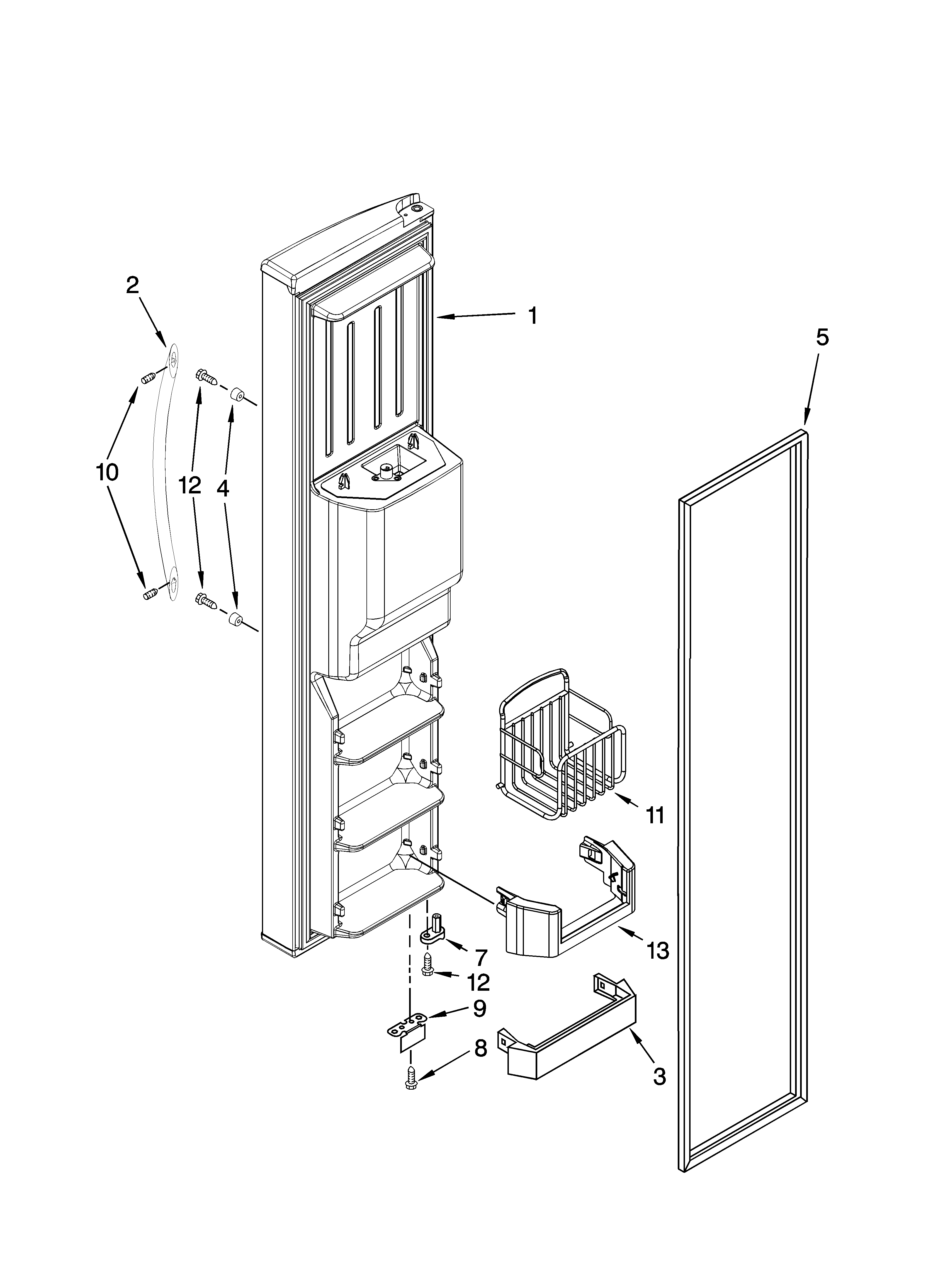 Whirlpool GS6NVEXSQ03 freezer door parts diagram
