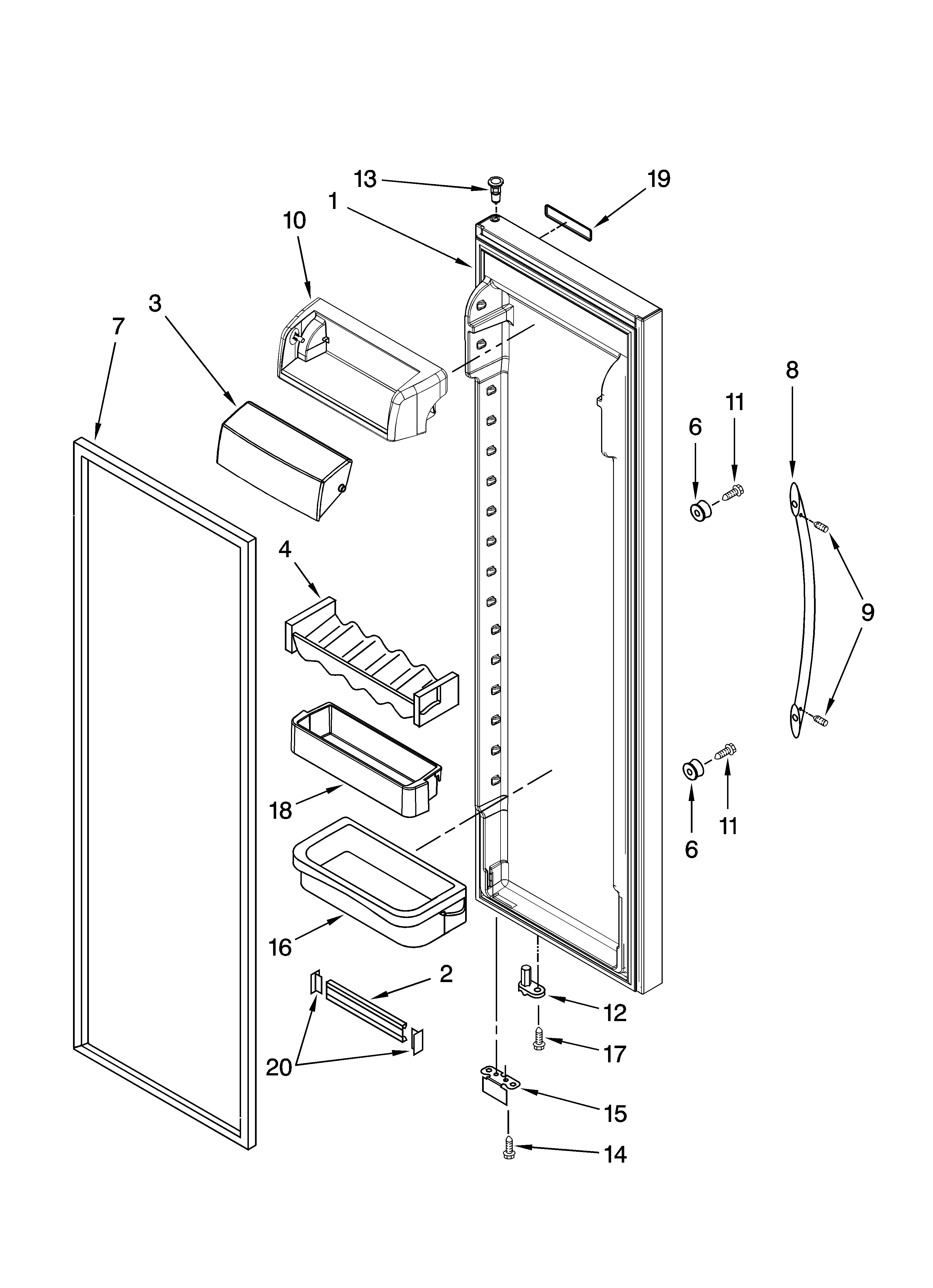 KitchenAid KSCS23FVSS00 refrigerator door parts diagram