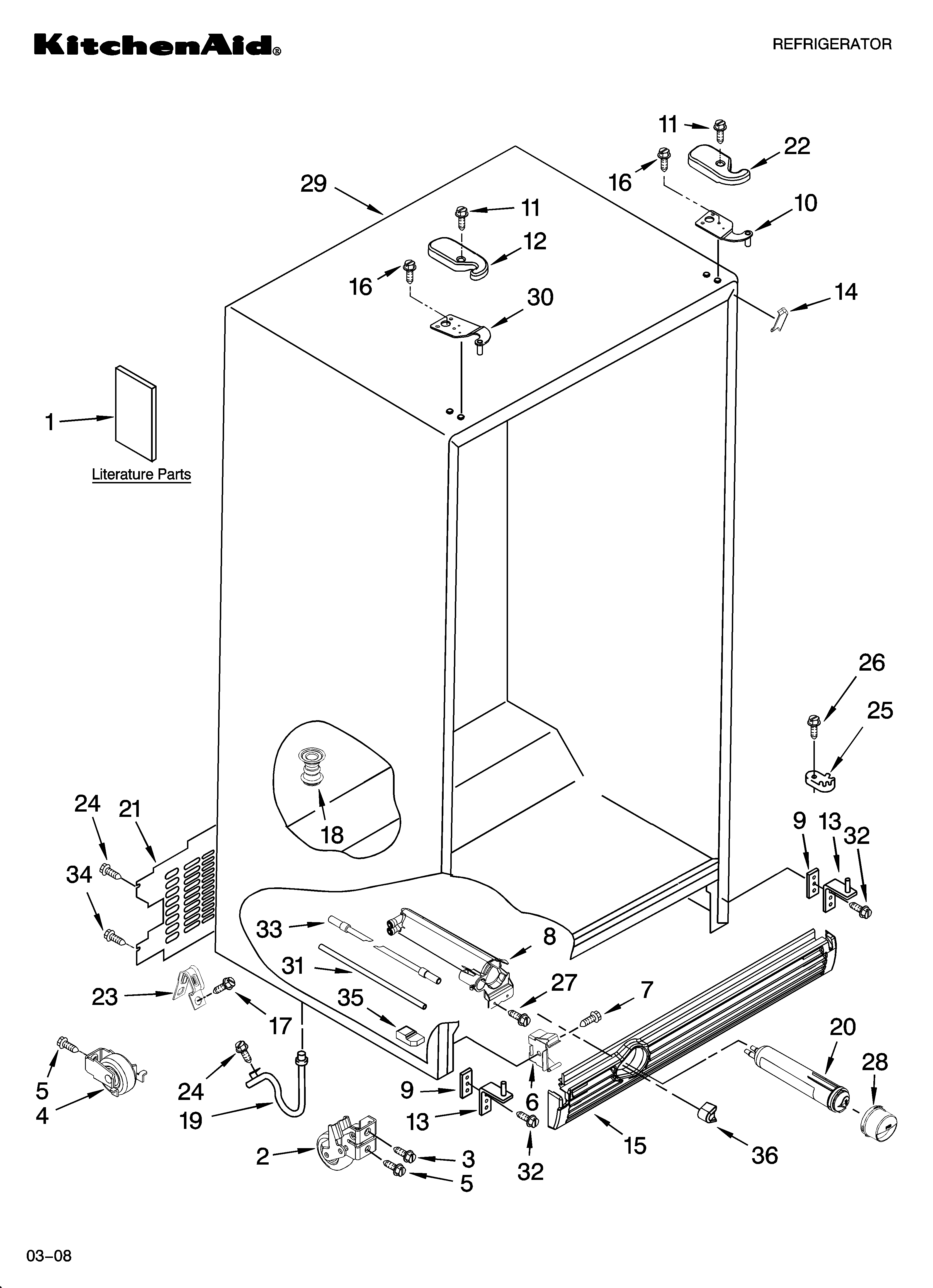 KitchenAid KSRP22FTSS02 cabinet parts diagram