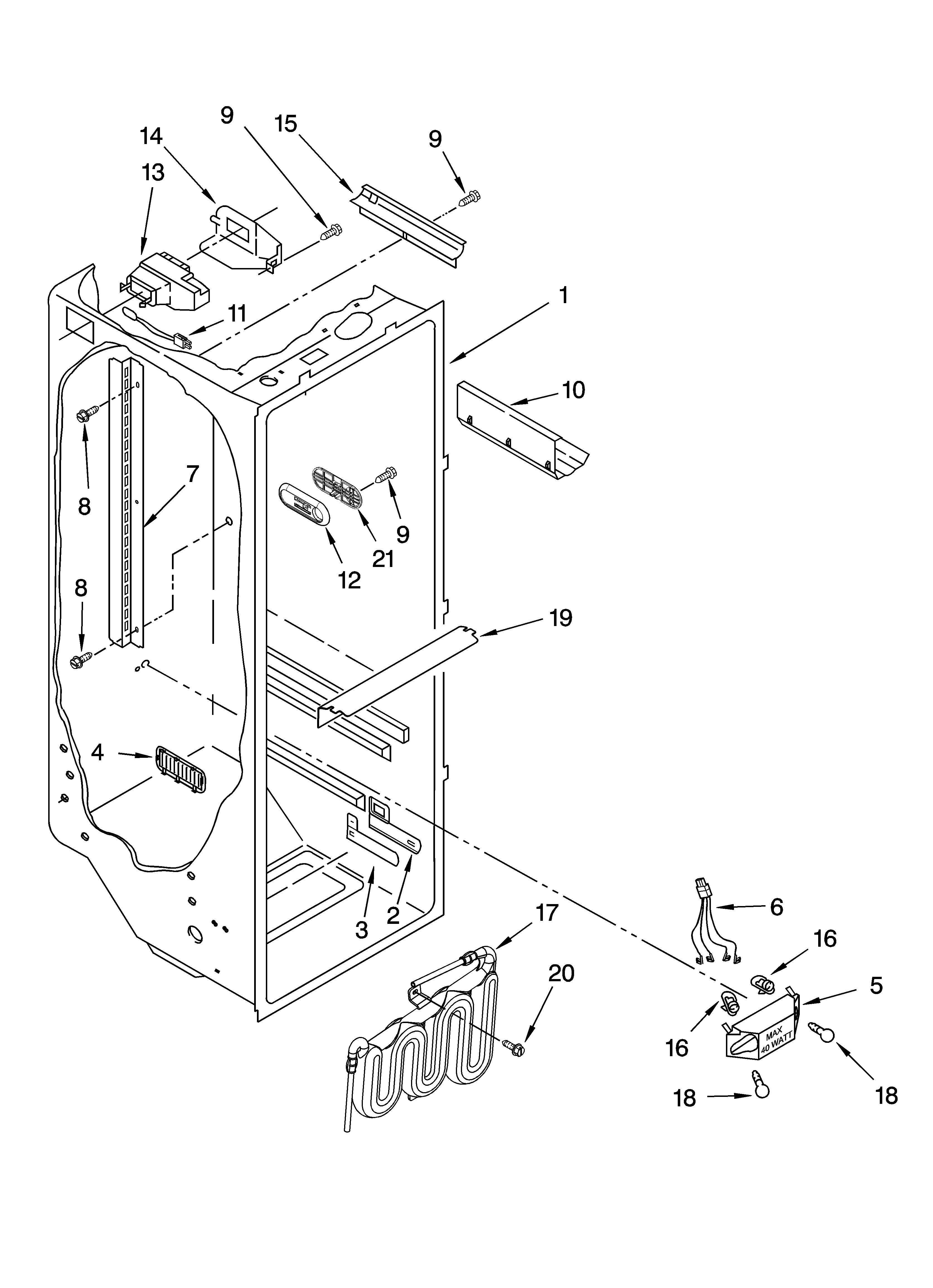 KitchenAid KSRP22FTSS02 refrigerator liner parts diagram