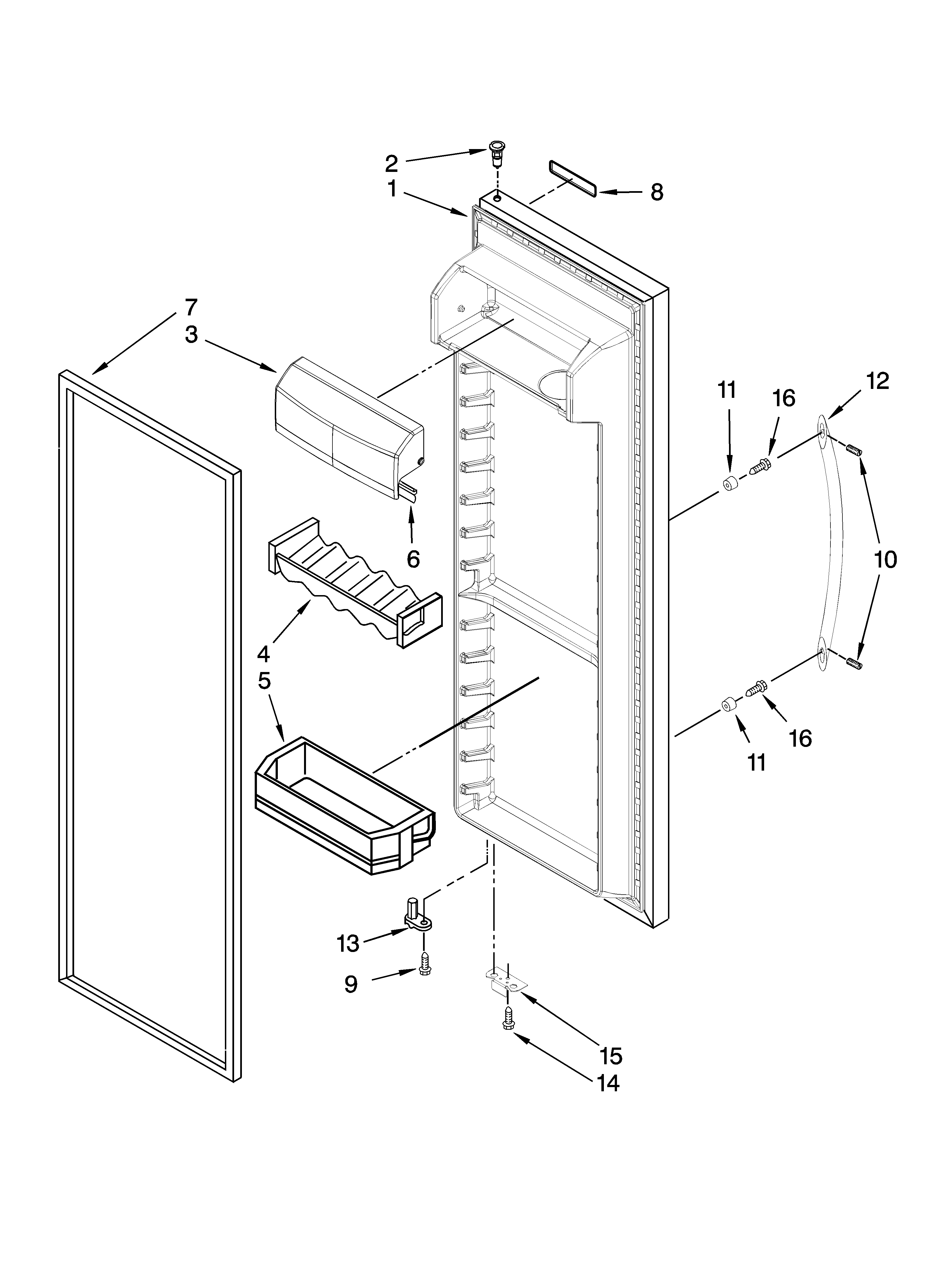 KitchenAid KSRP22FTSS02 refrigerator door parts diagram