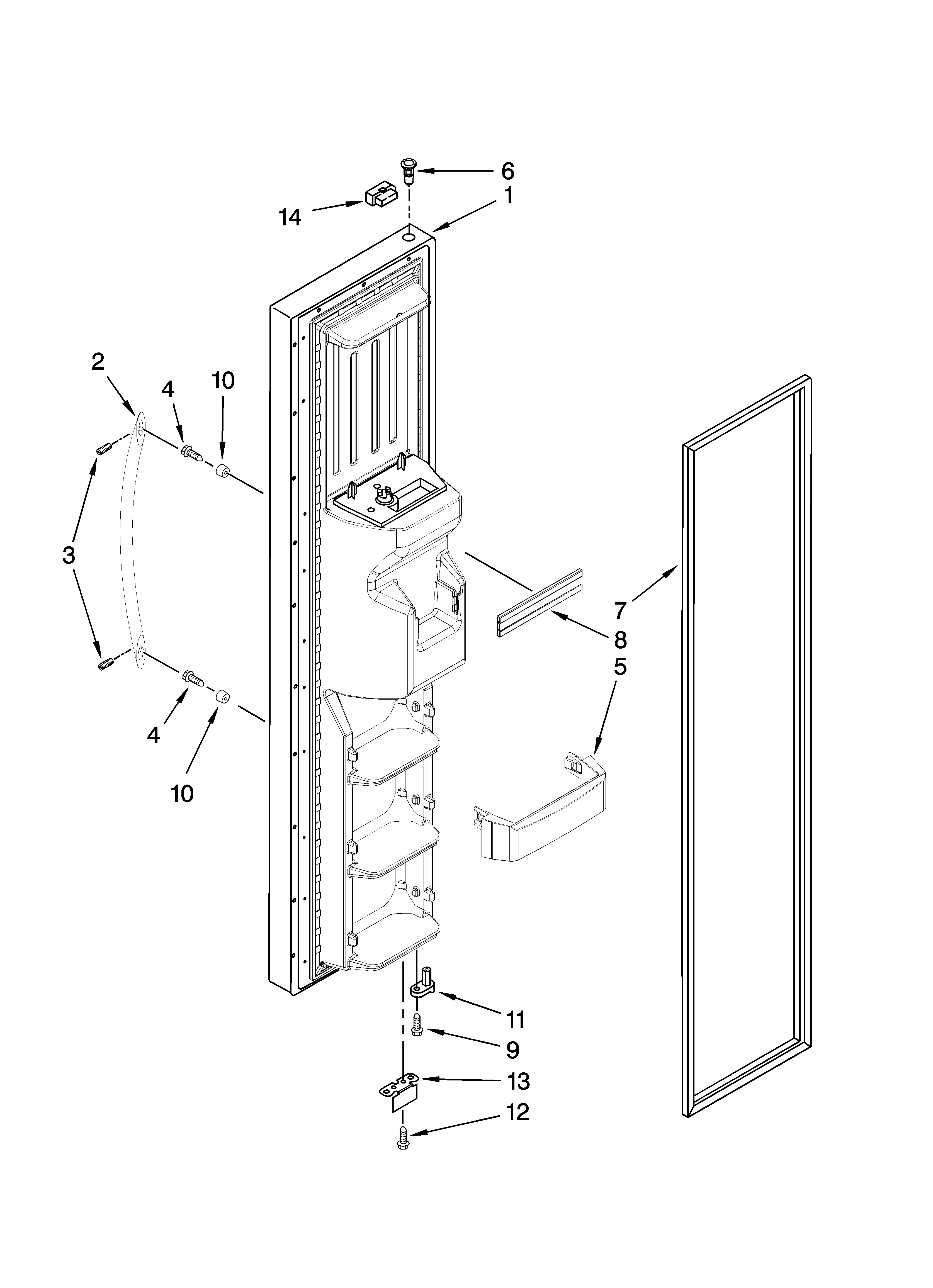 KitchenAid KSRP22FTSS02 freezer door parts diagram