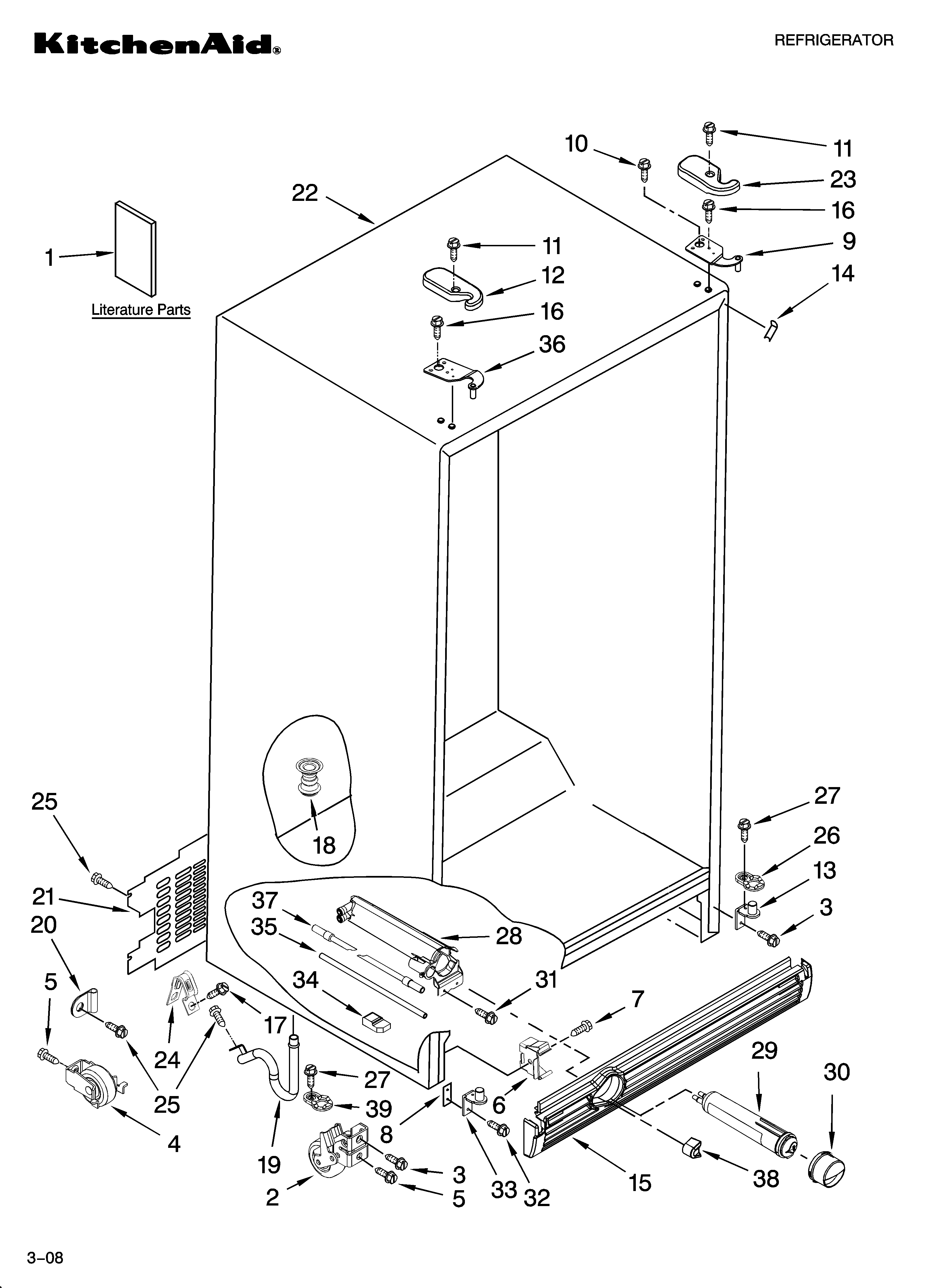 KitchenAid KSRS25RVMK01 cabinet parts diagram