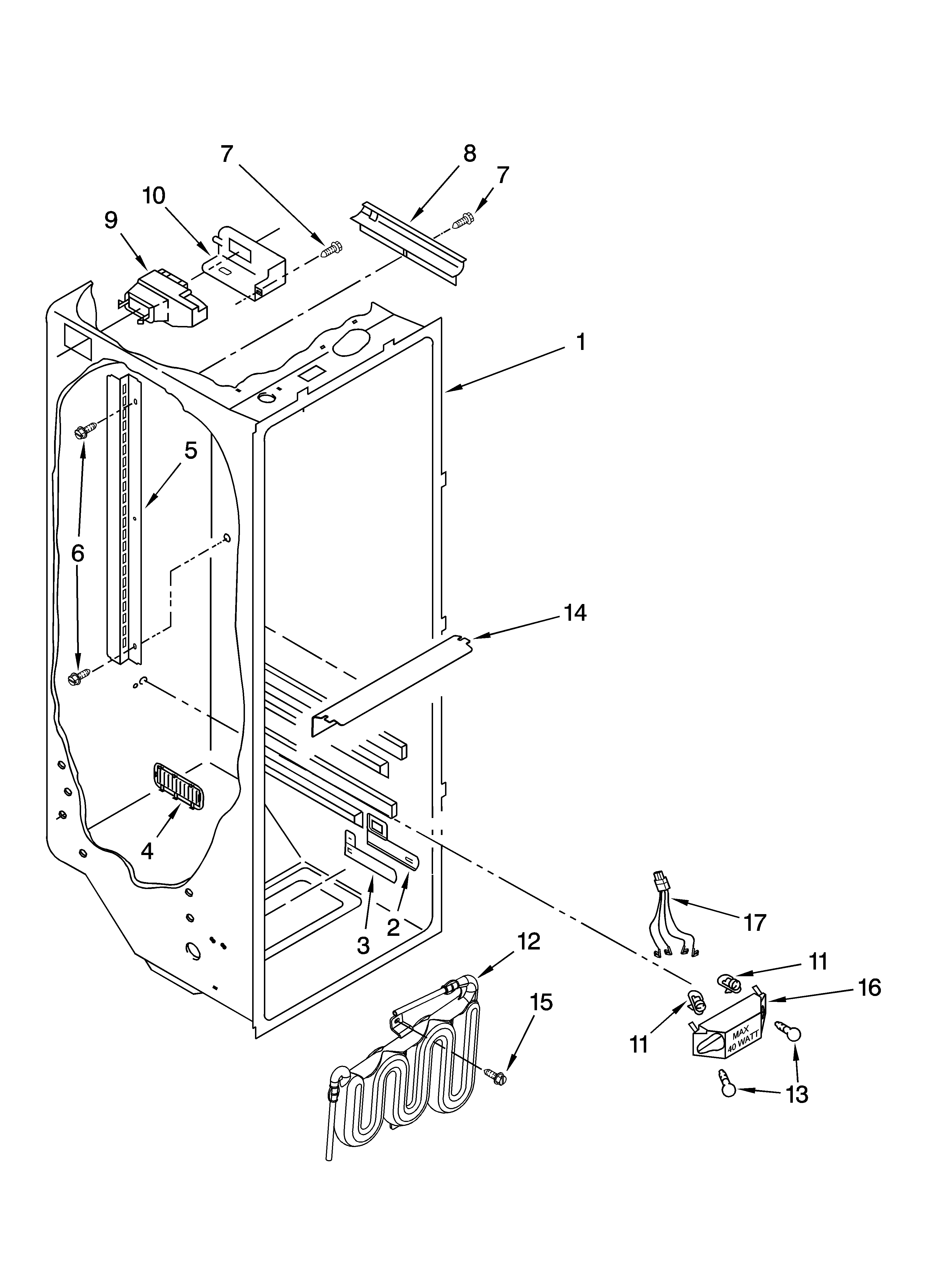 KitchenAid KSRS25RVMK01 refrigerator liner parts diagram