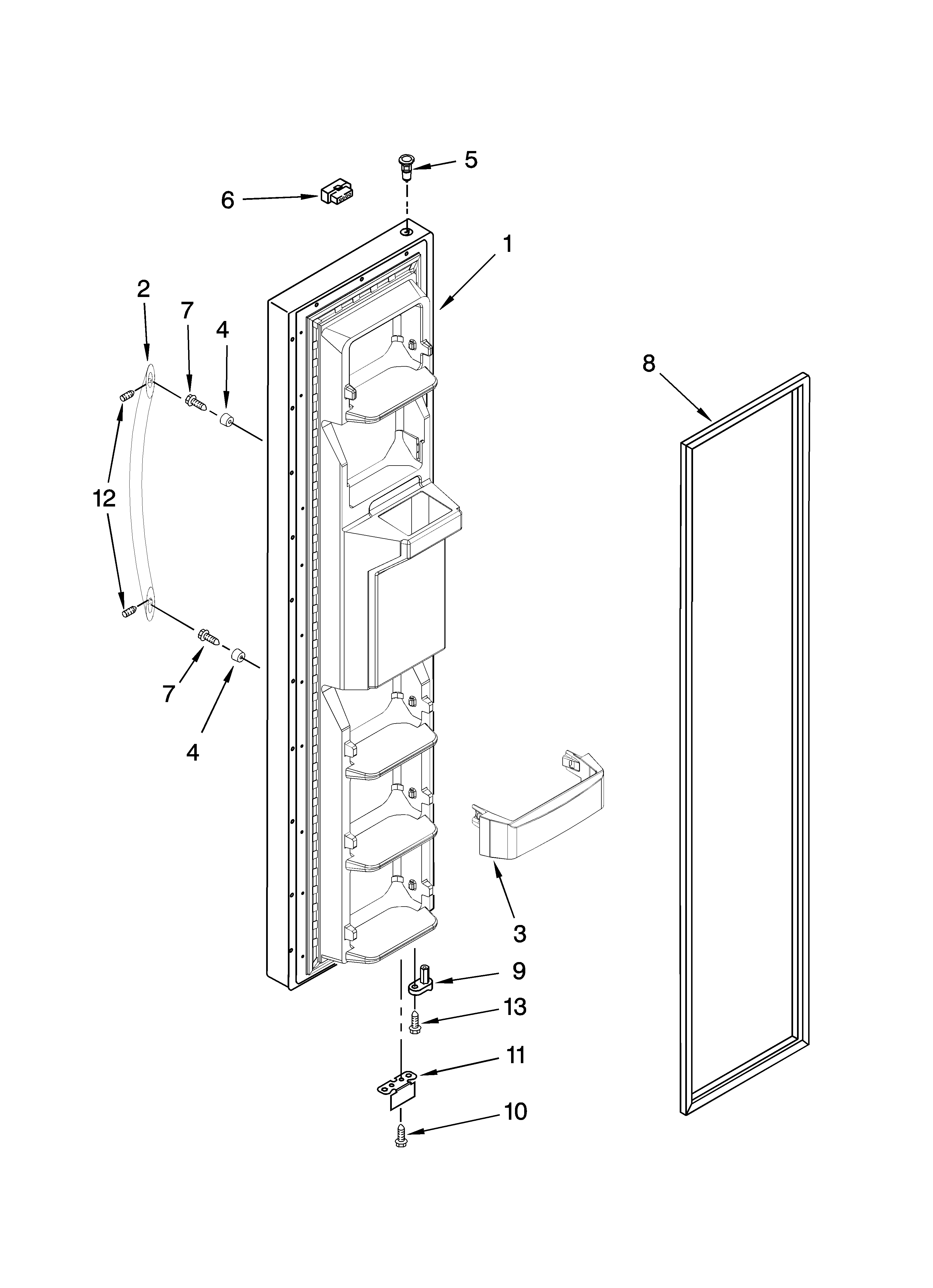 KitchenAid KSRS25RVMK01 freezer door parts diagram