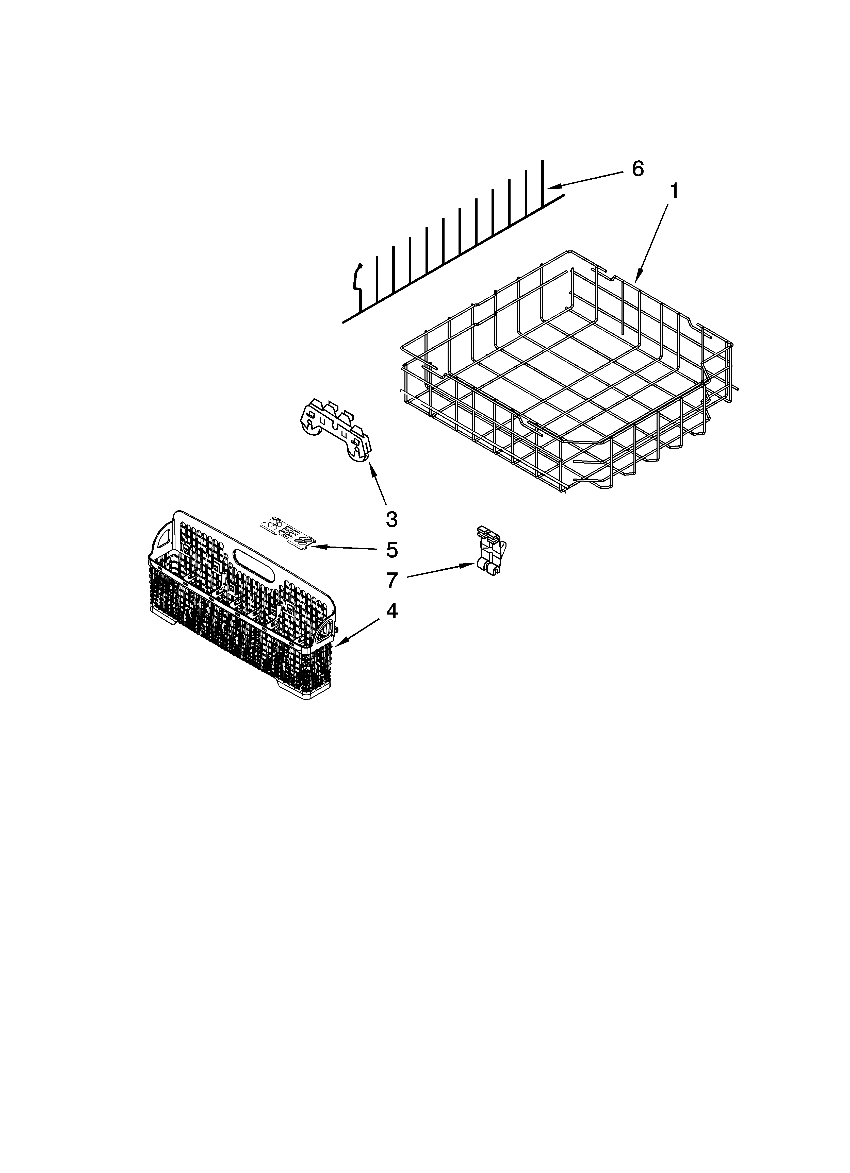 KitchenAid KUDK03ITBT3 lower rack parts, optional parts (not included) diagram