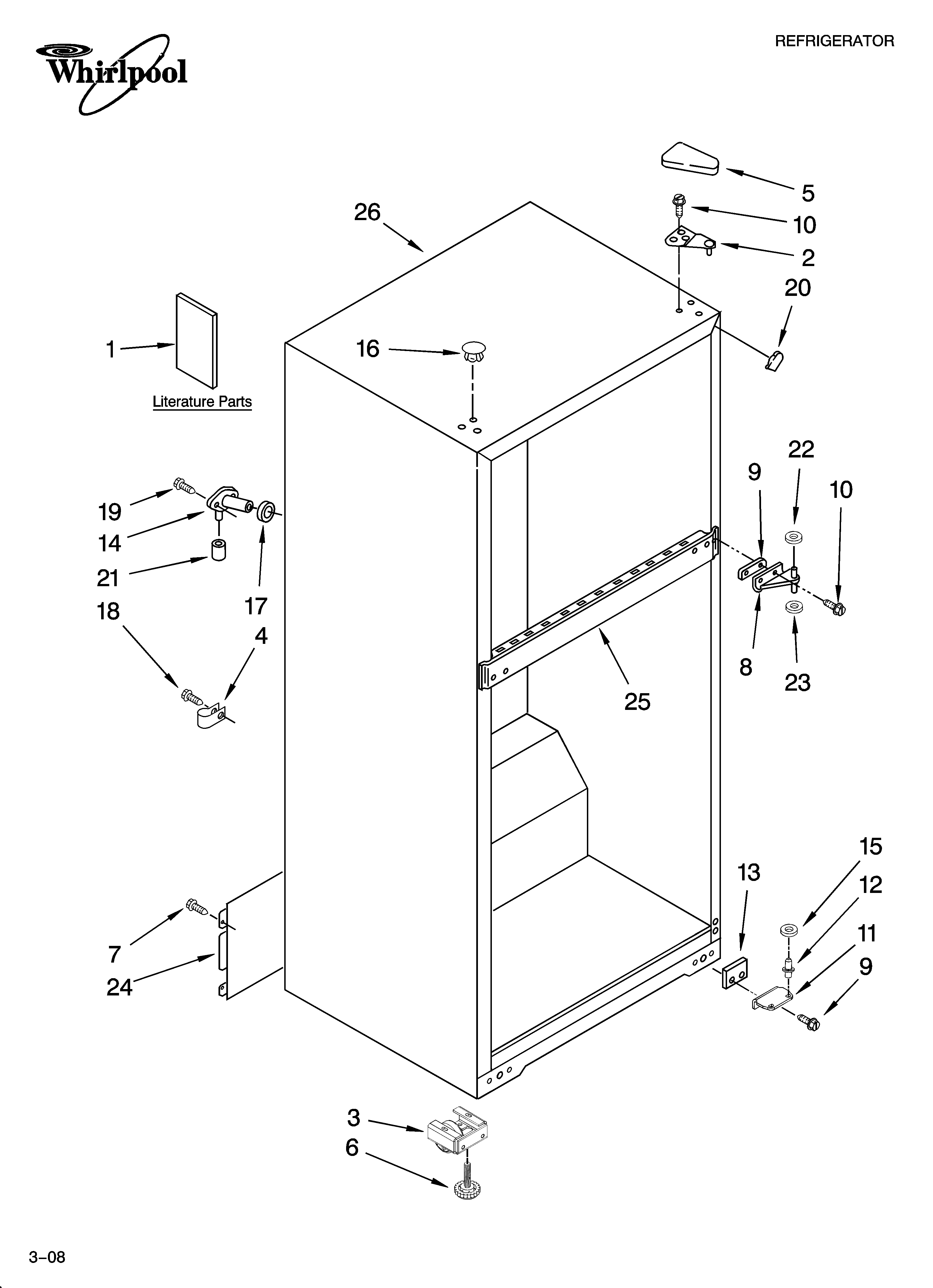 Whirlpool NWT8501Q01 cabinet parts diagram