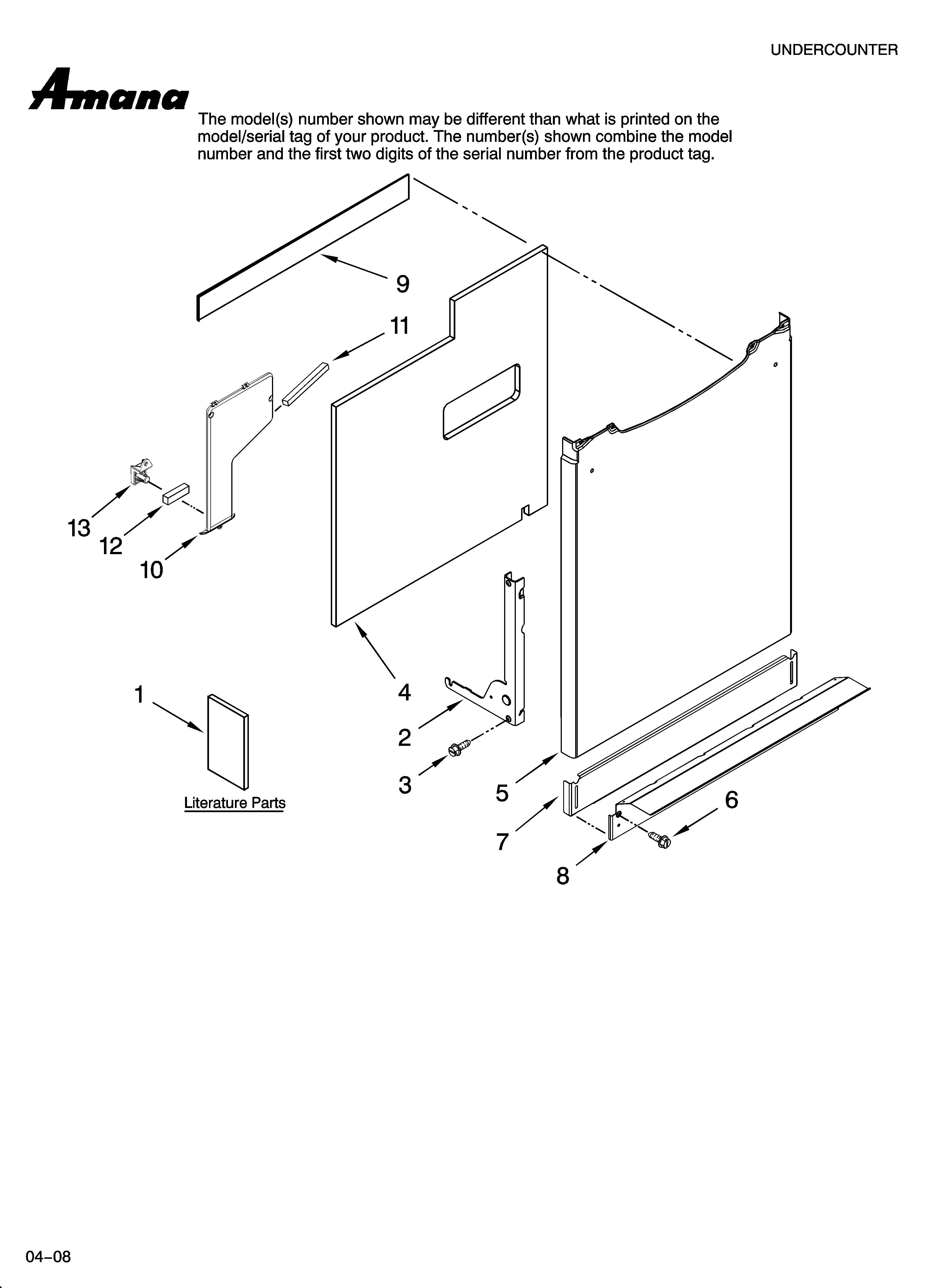 Amana ADB1500AWZ37 door and panel parts diagram