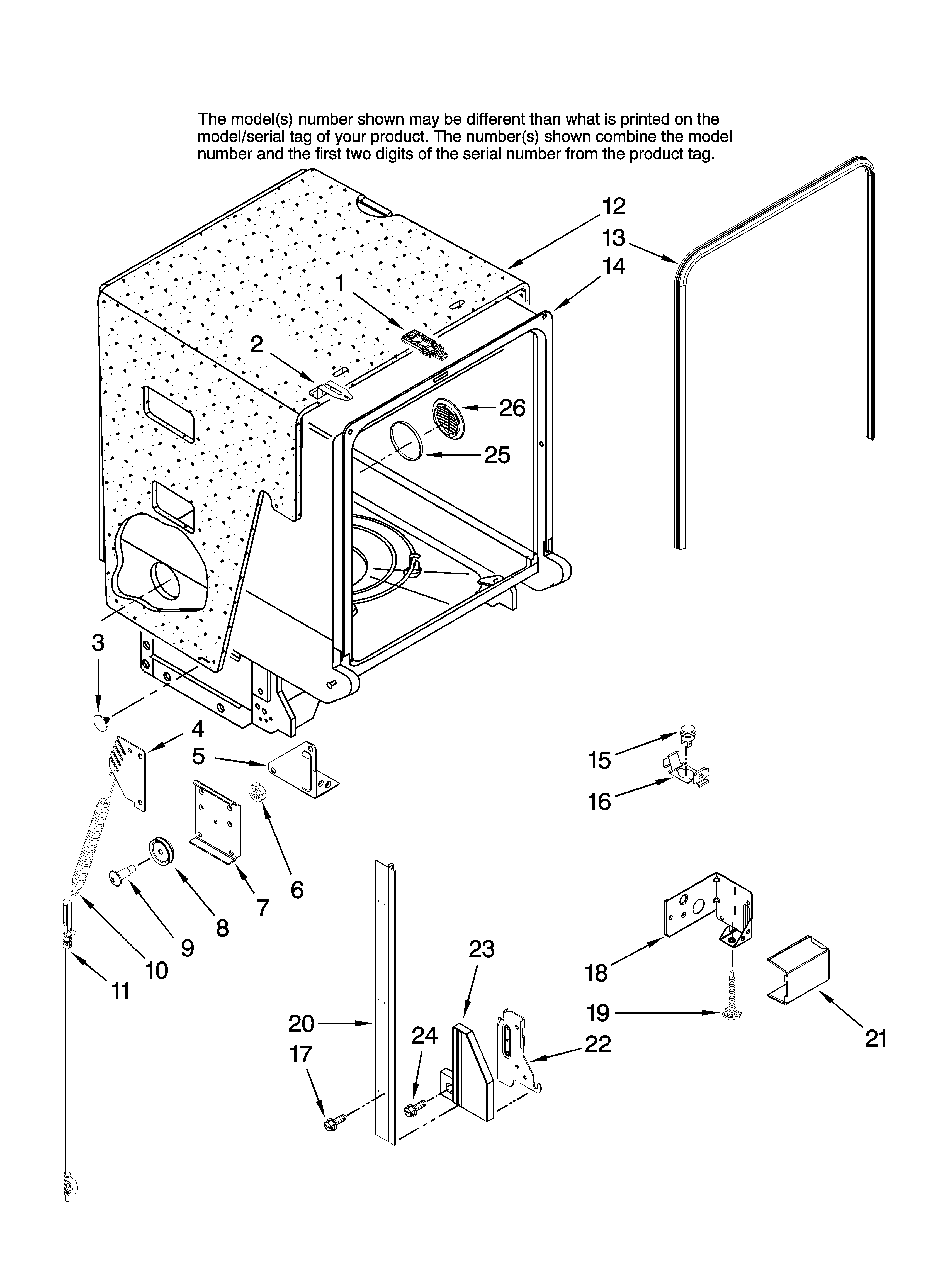 Amana ADB1500AWZ37 tub and frame parts diagram