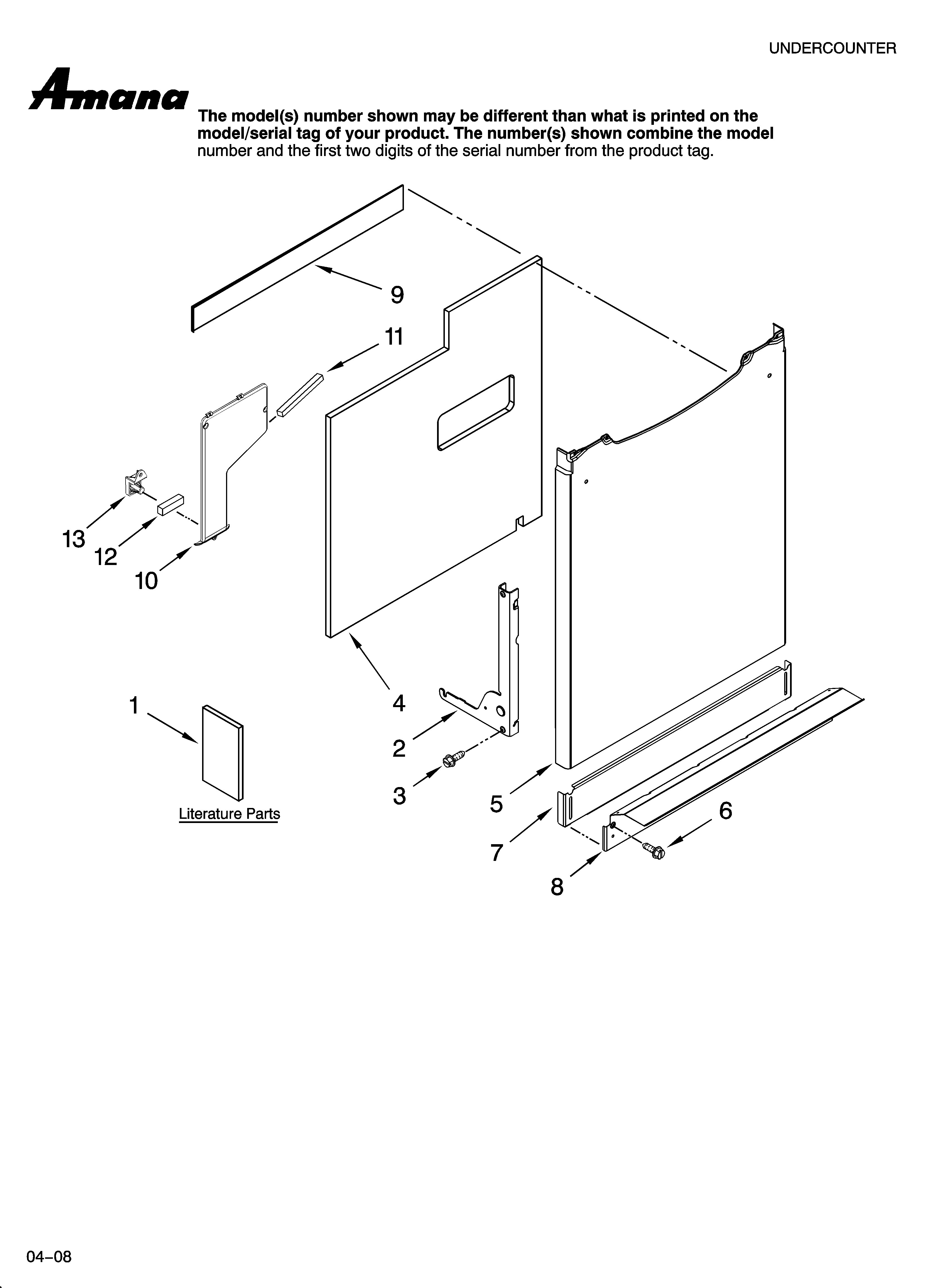 Amana ADB2500AWS37 door and panel parts diagram