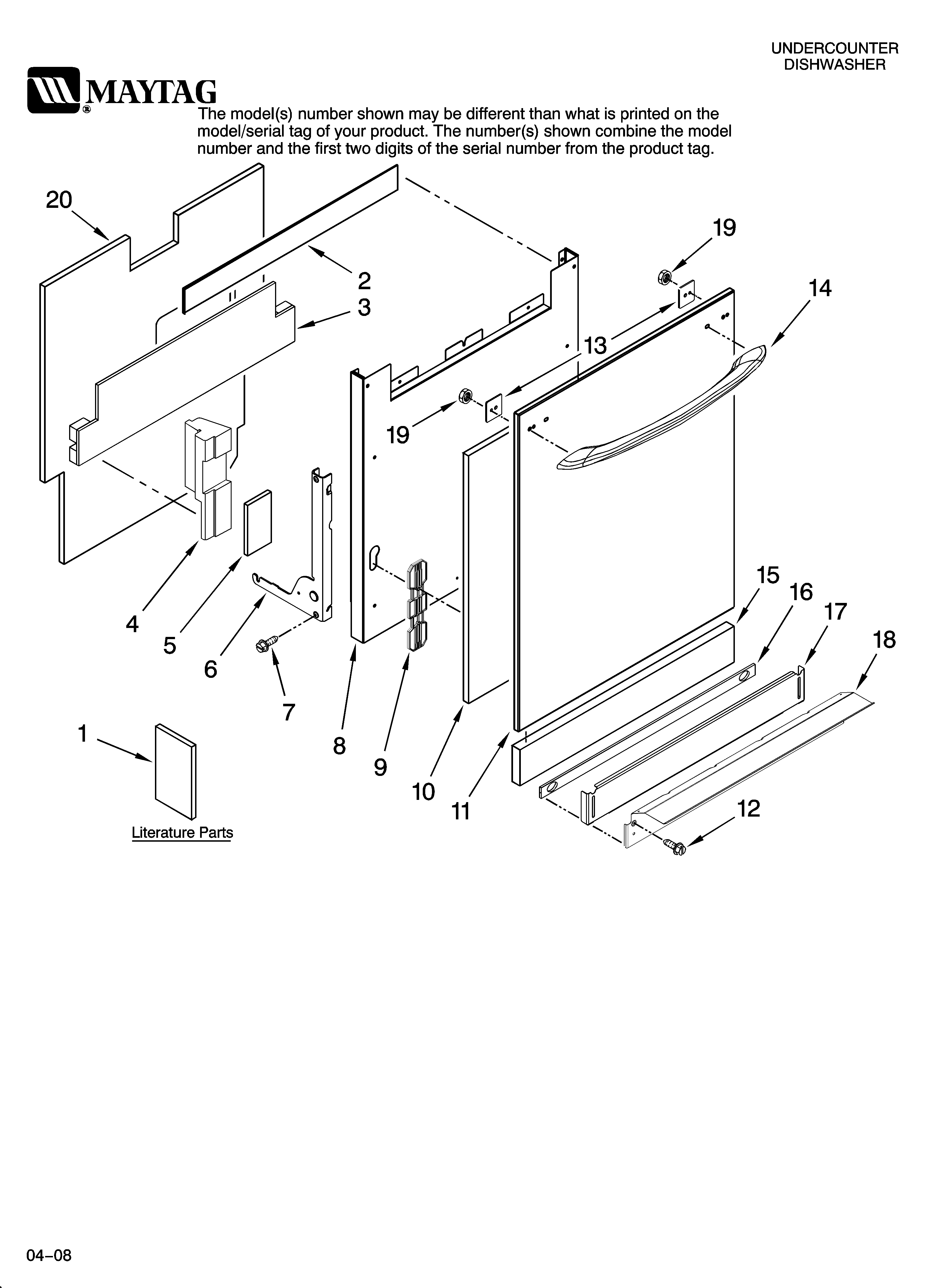 Maytag MDB8851AWB10 door and panel parts diagram