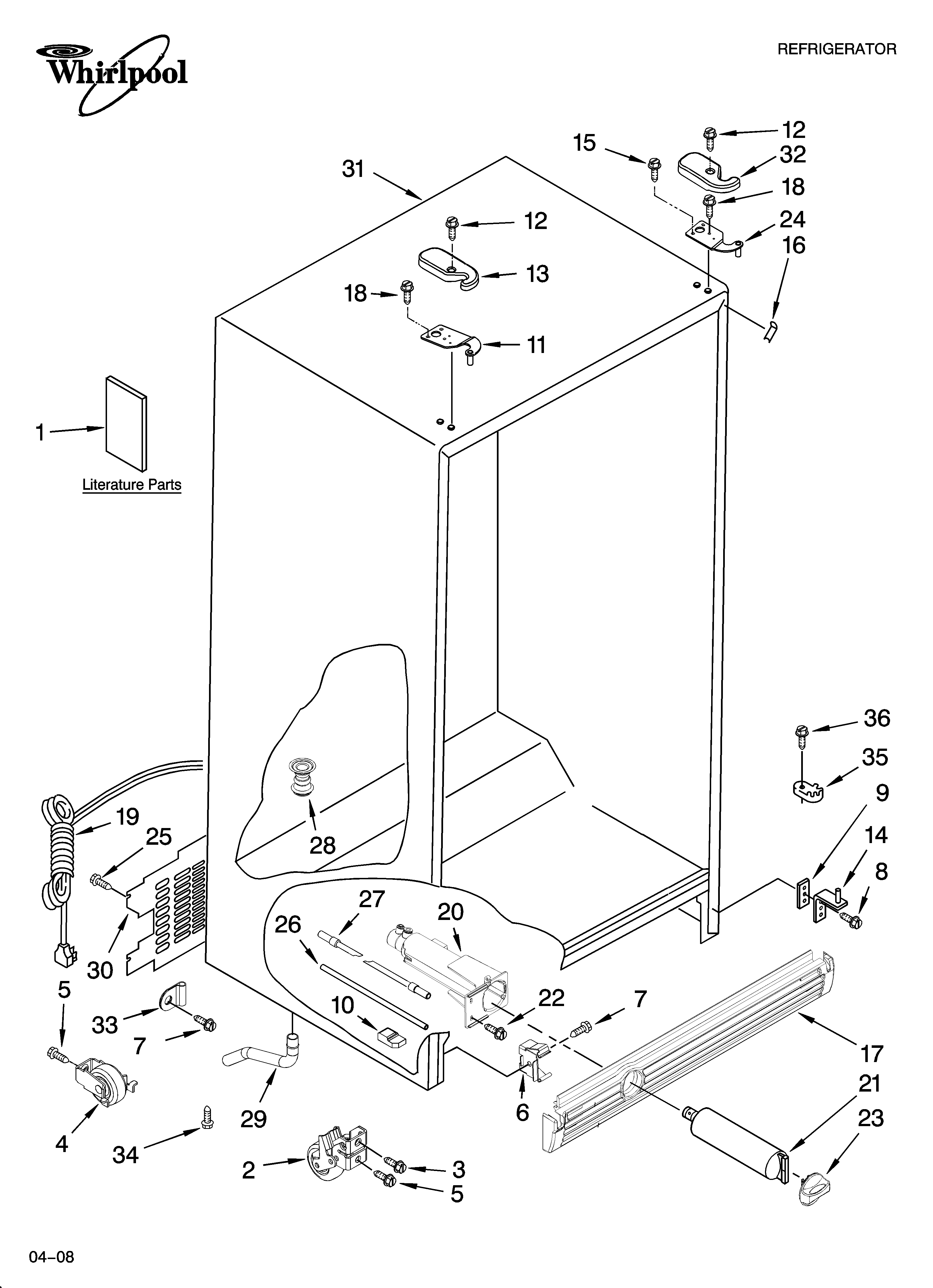 Whirlpool 5VGS3SHGKQ06 cabinet parts diagram
