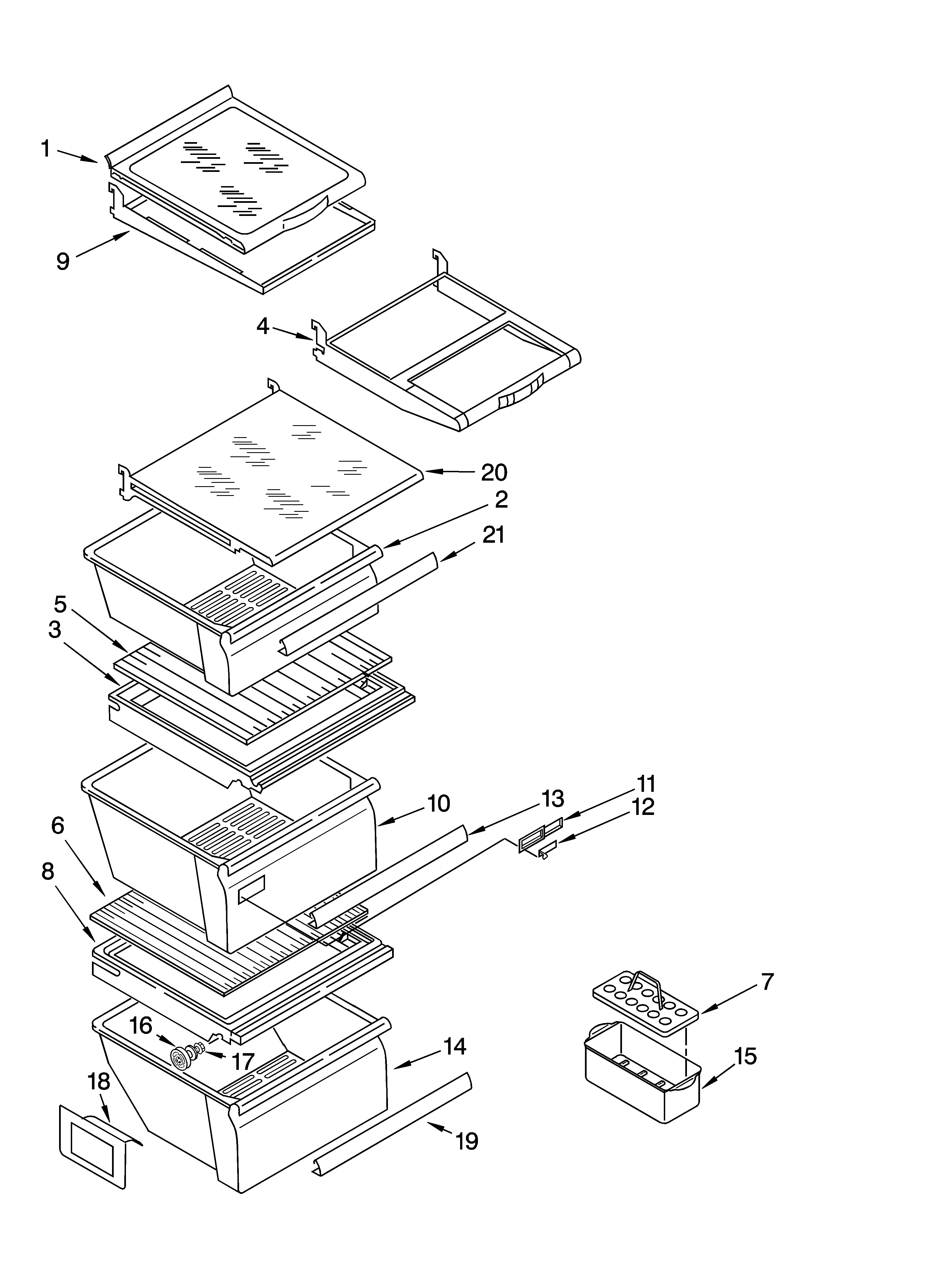 Whirlpool 5VGS3SHGKQ06 refrigerator shelf parts diagram
