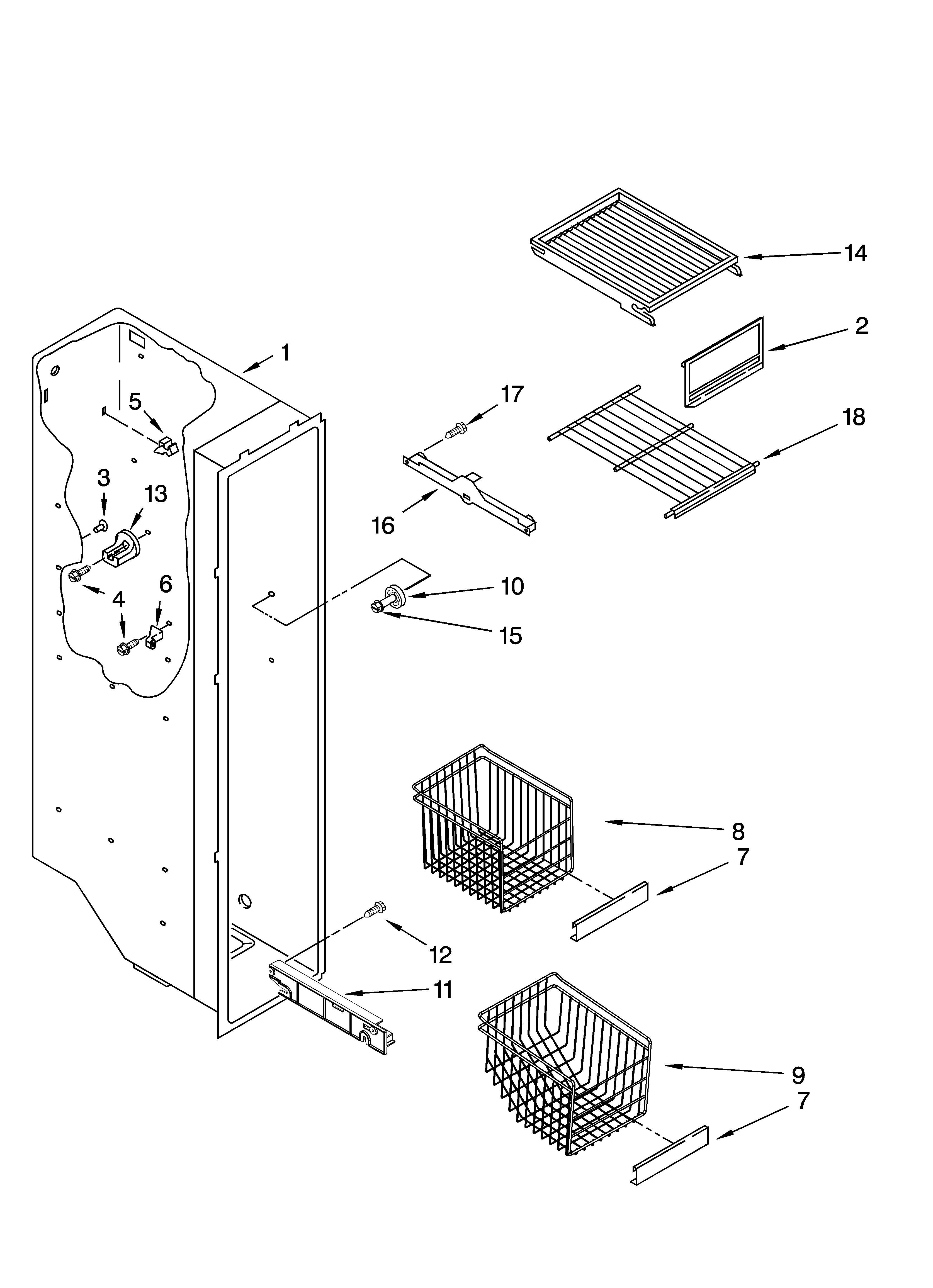 Whirlpool 5VGS3SHGKQ06 freezer liner parts diagram