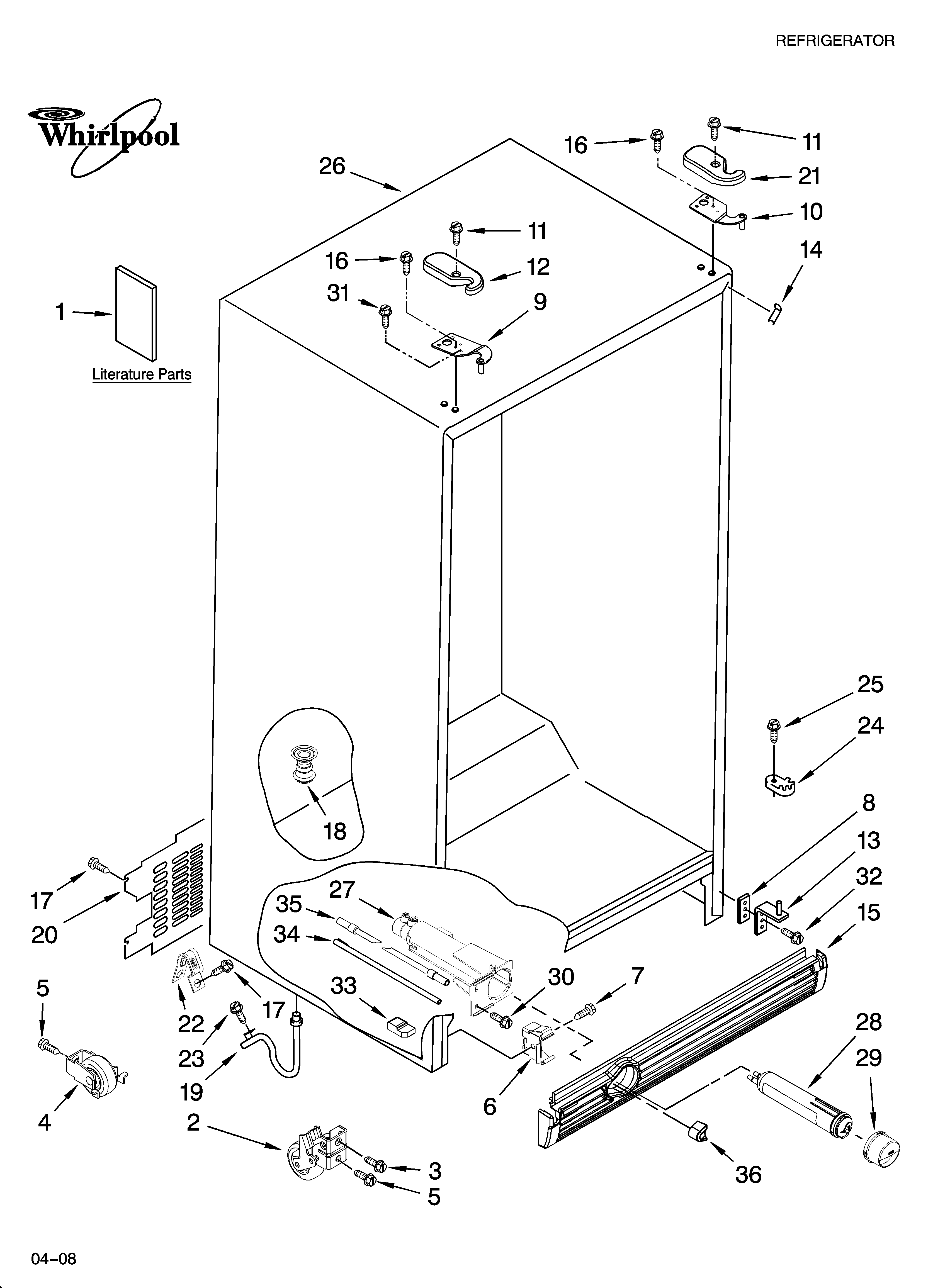 Whirlpool ED2FHEXSB05 cabinet parts diagram