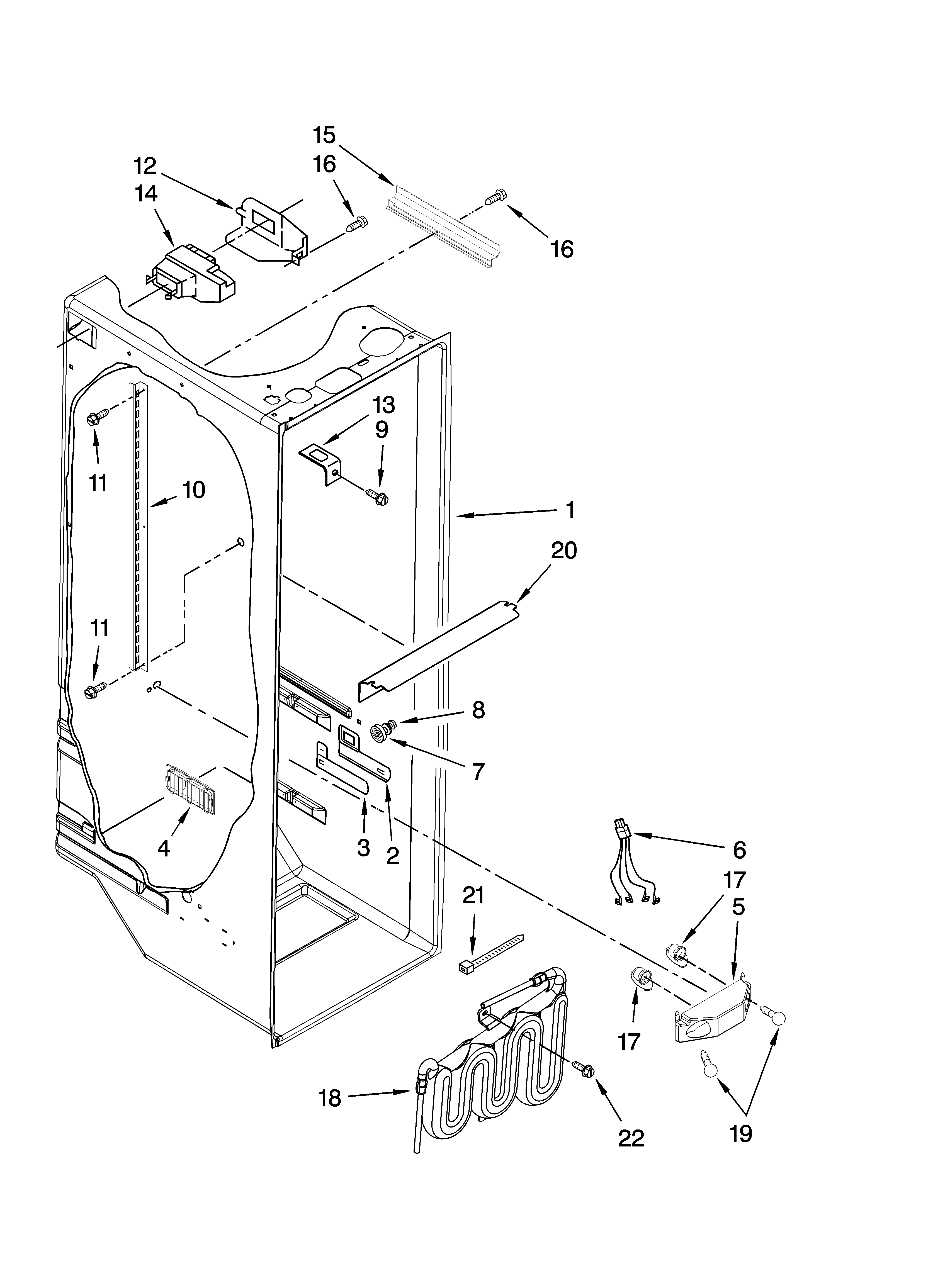 Whirlpool ED2FHEXSB05 refrigerator liner parts diagram