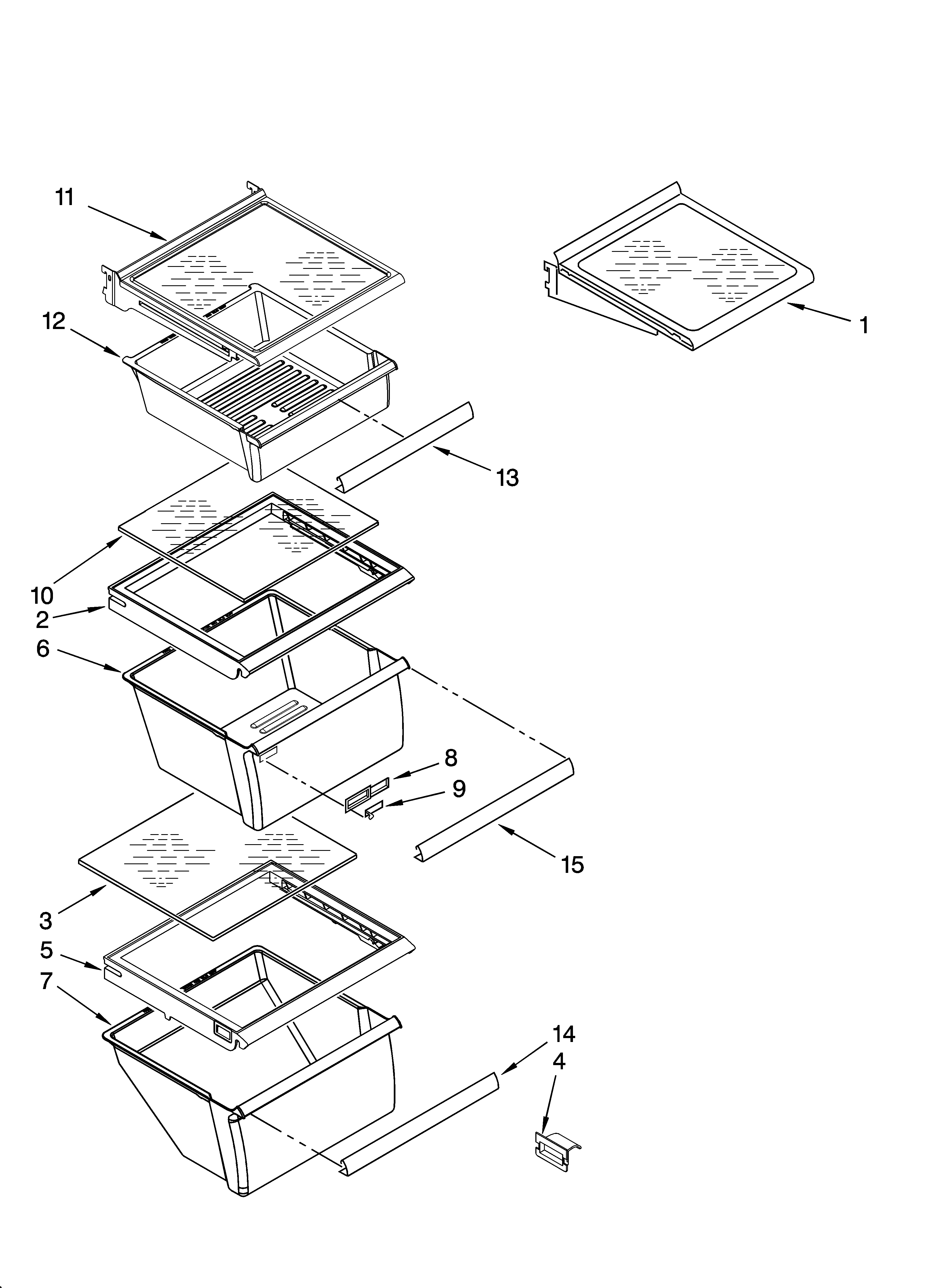 Whirlpool ED2FHEXSB05 refrigerator shelf parts diagram