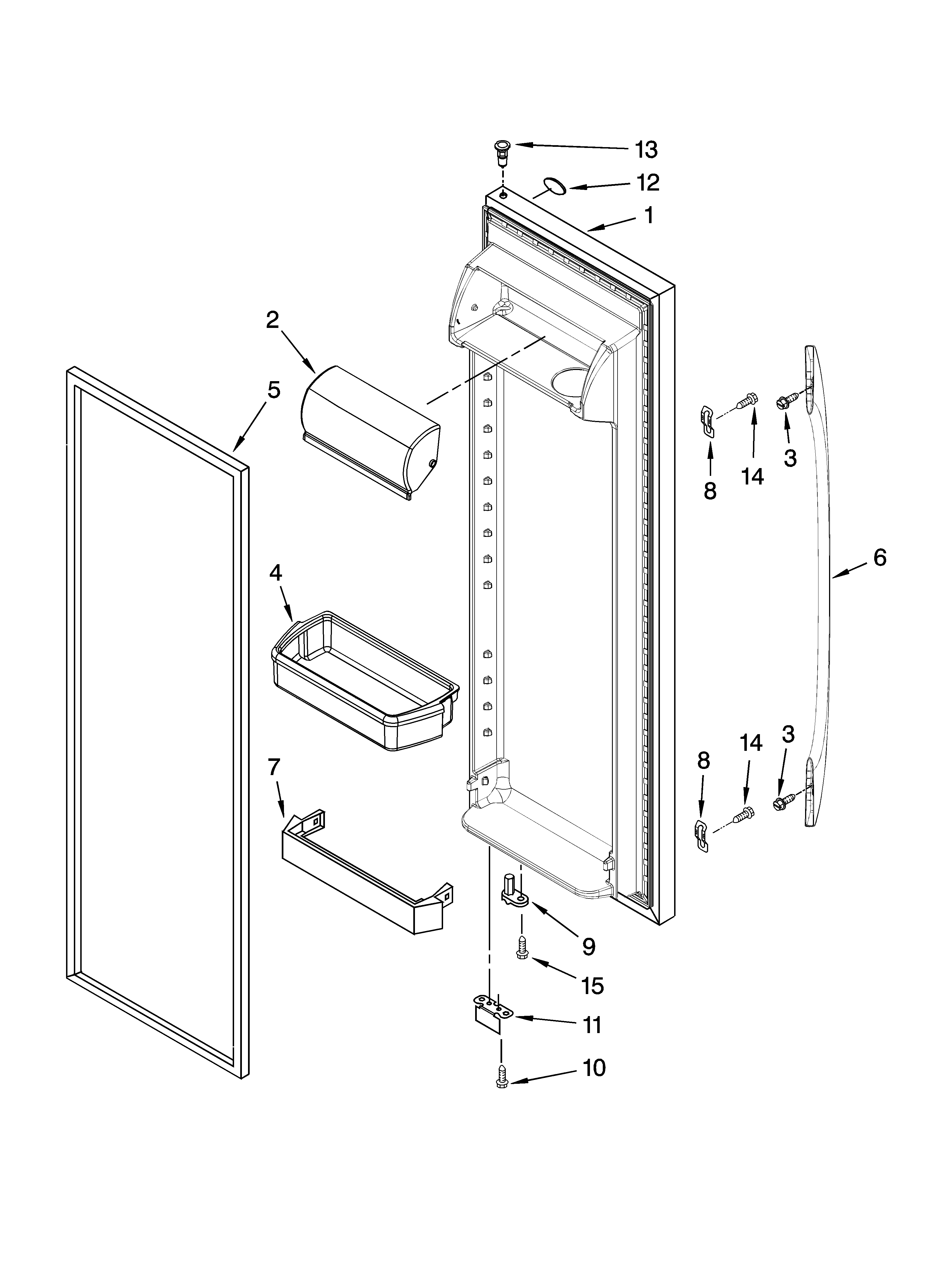 Whirlpool ED2FHEXSB05 refrigerator door parts diagram