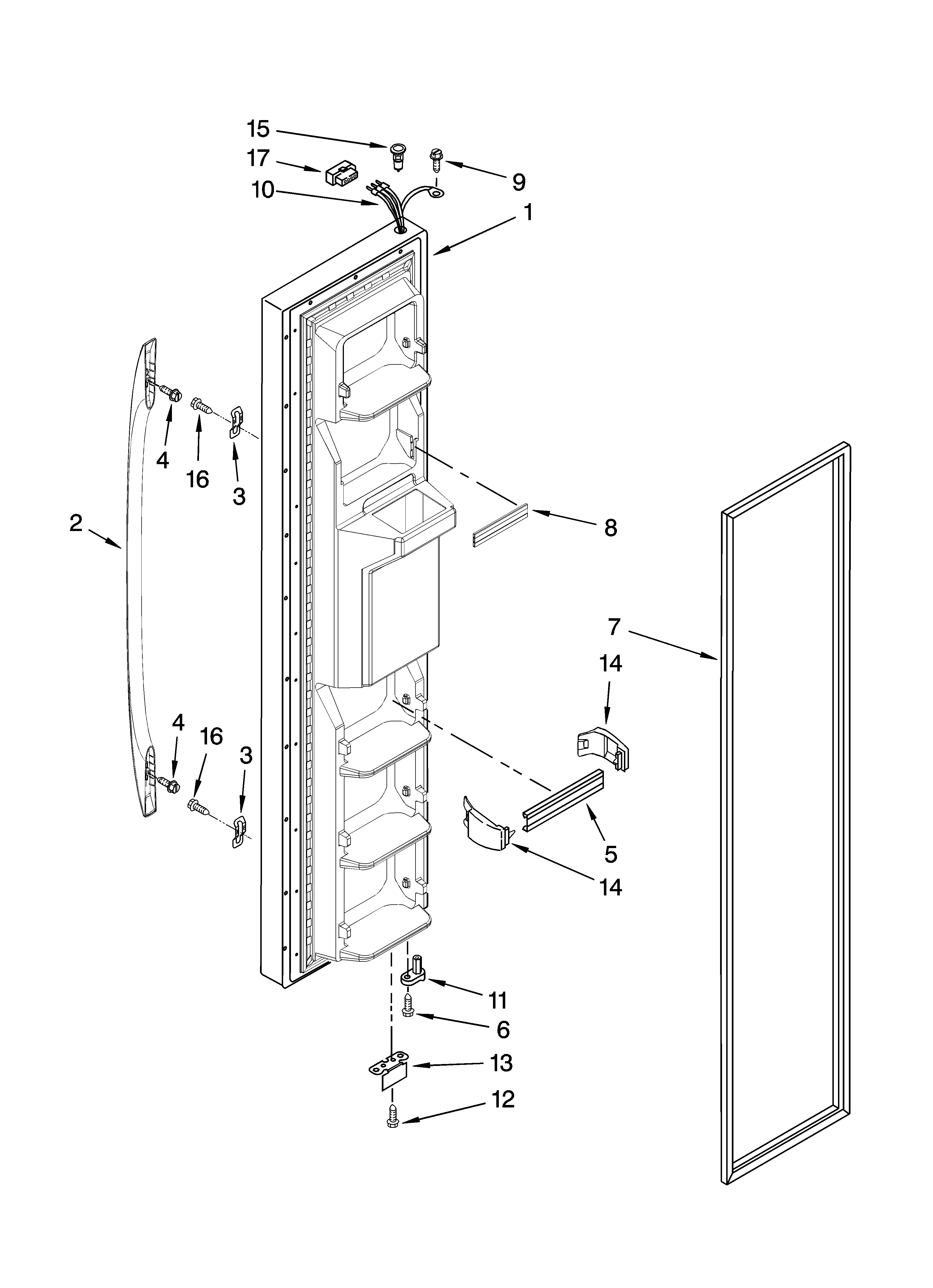 Whirlpool ED2FHEXSB05 freezer door parts diagram