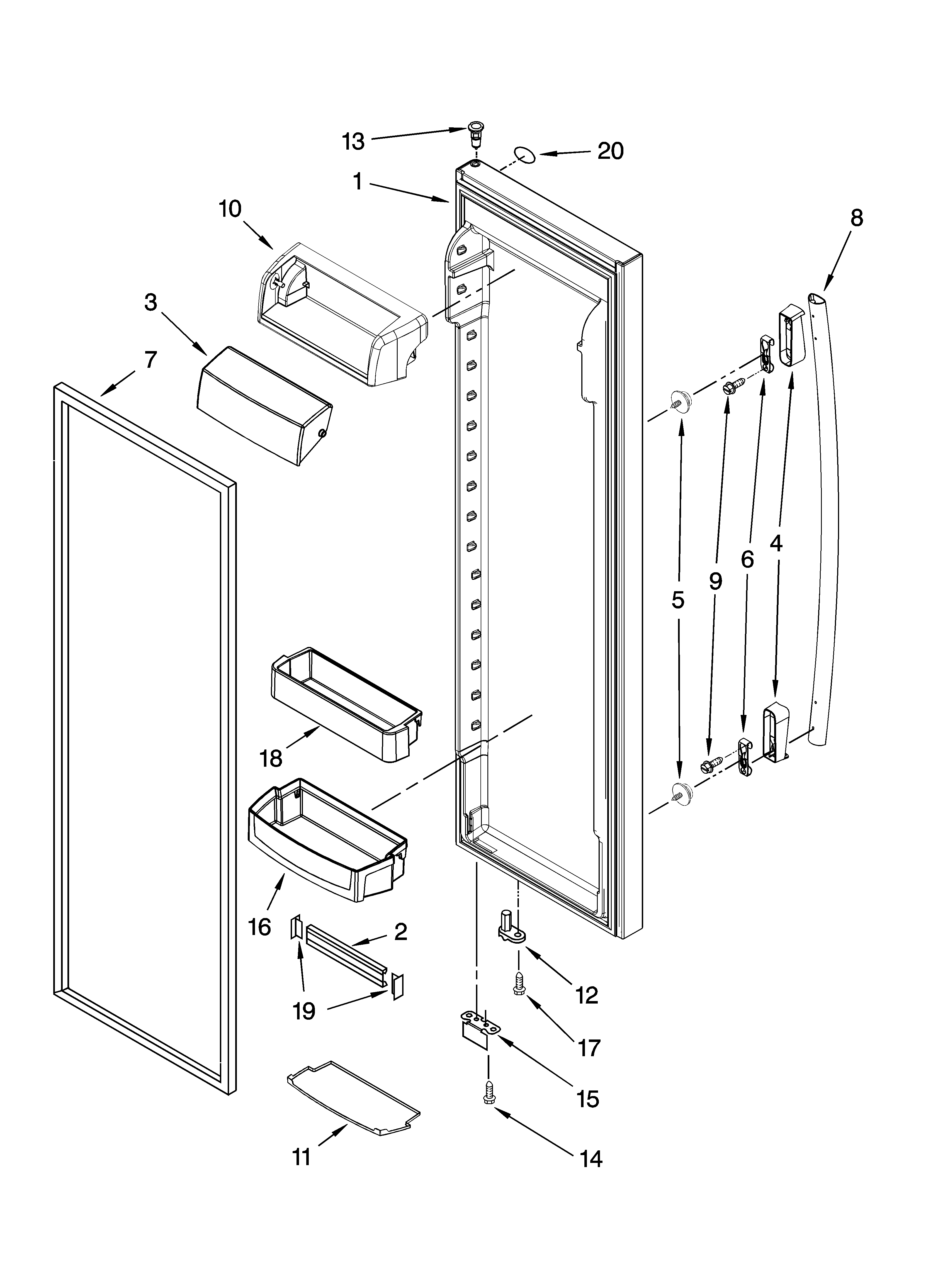 Whirlpool GC5NHAXVS00 refrigerator door parts diagram