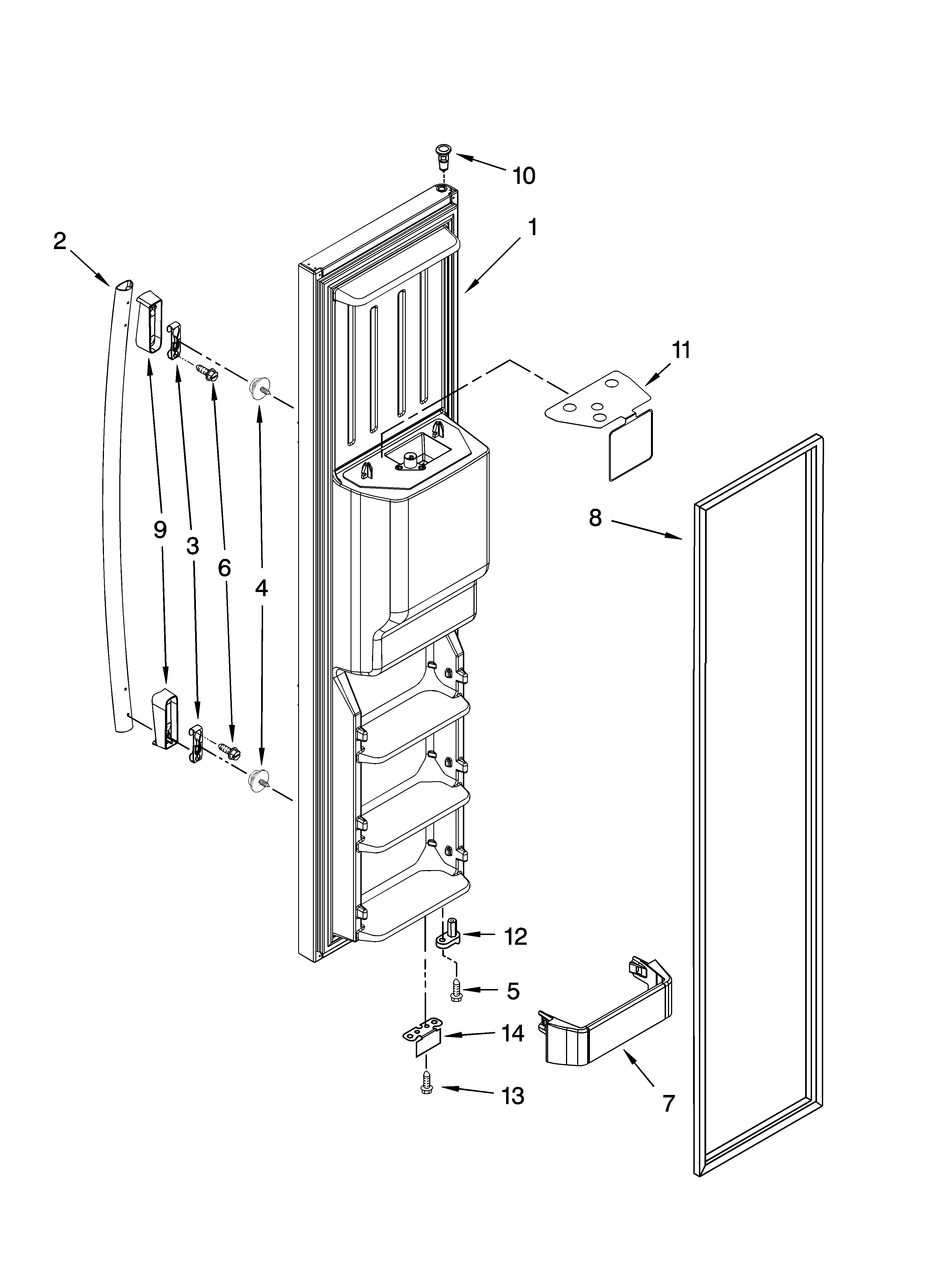 Whirlpool GC5NHAXVS00 freezer door parts diagram