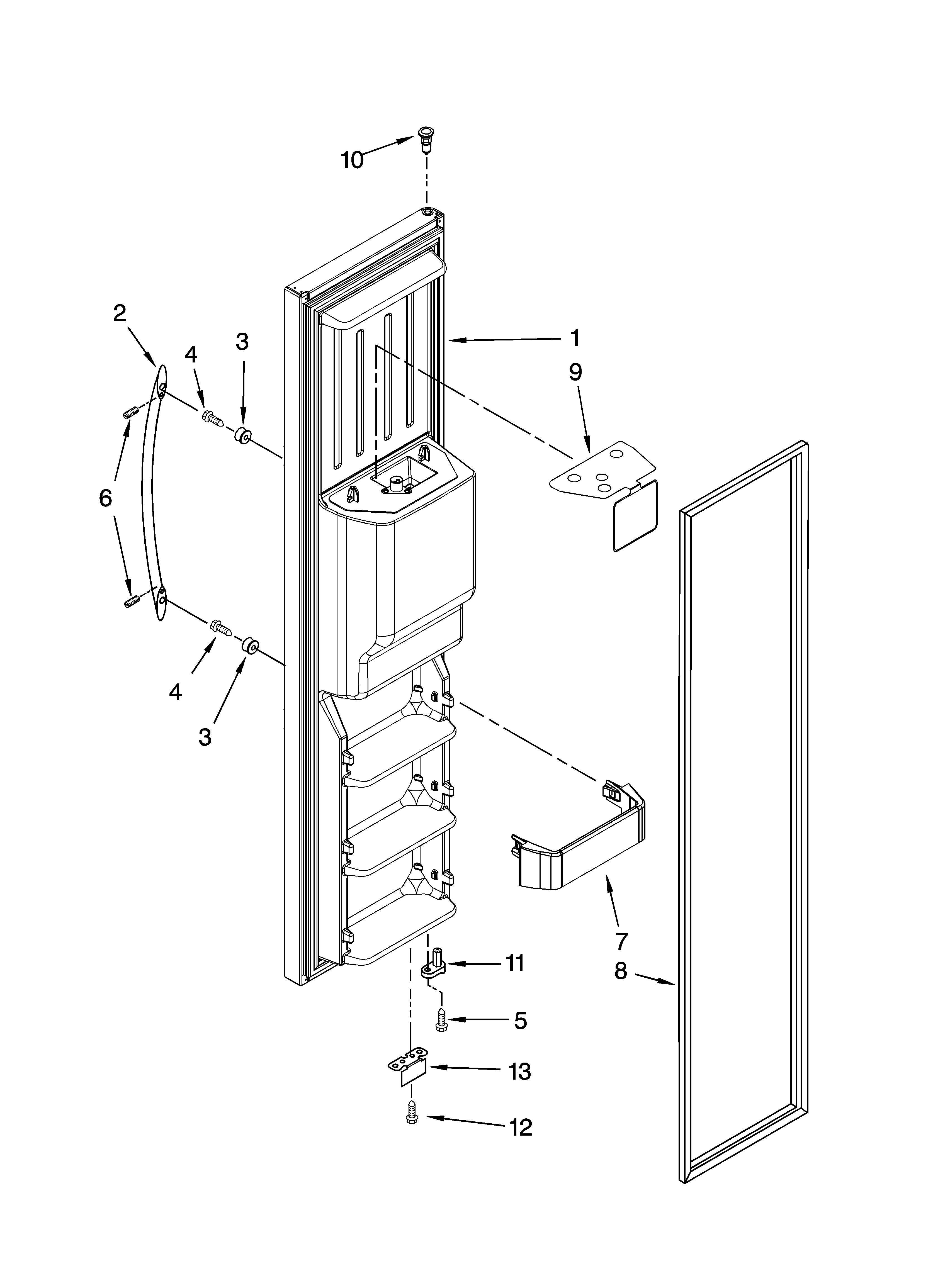 KitchenAid KSCS25FVBL00 freezer door parts diagram