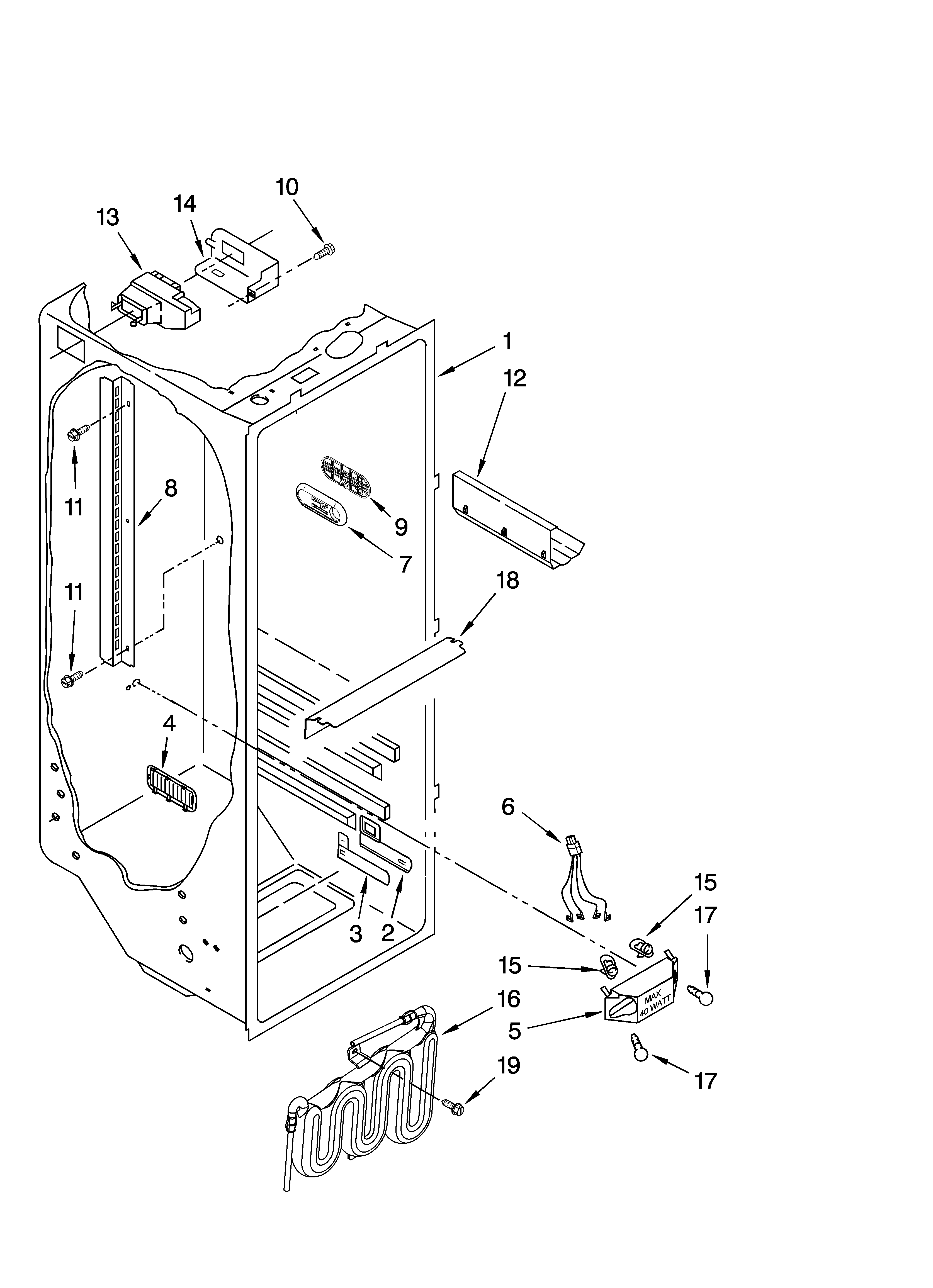 KitchenAid KSRK25FVMS00 refrigerator liner parts diagram