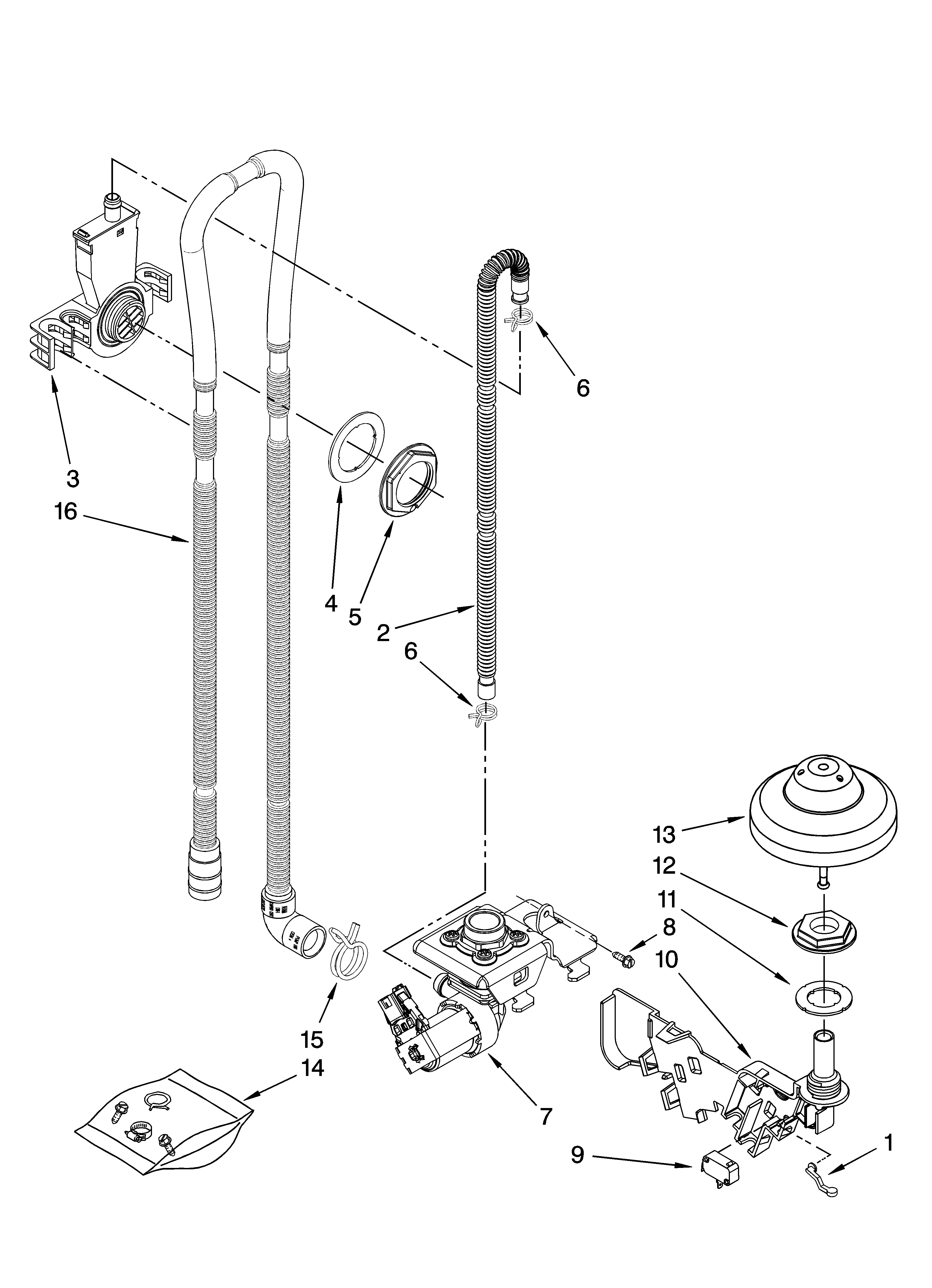 KitchenAid KUDU03FTWH3 fill and overfill parts diagram