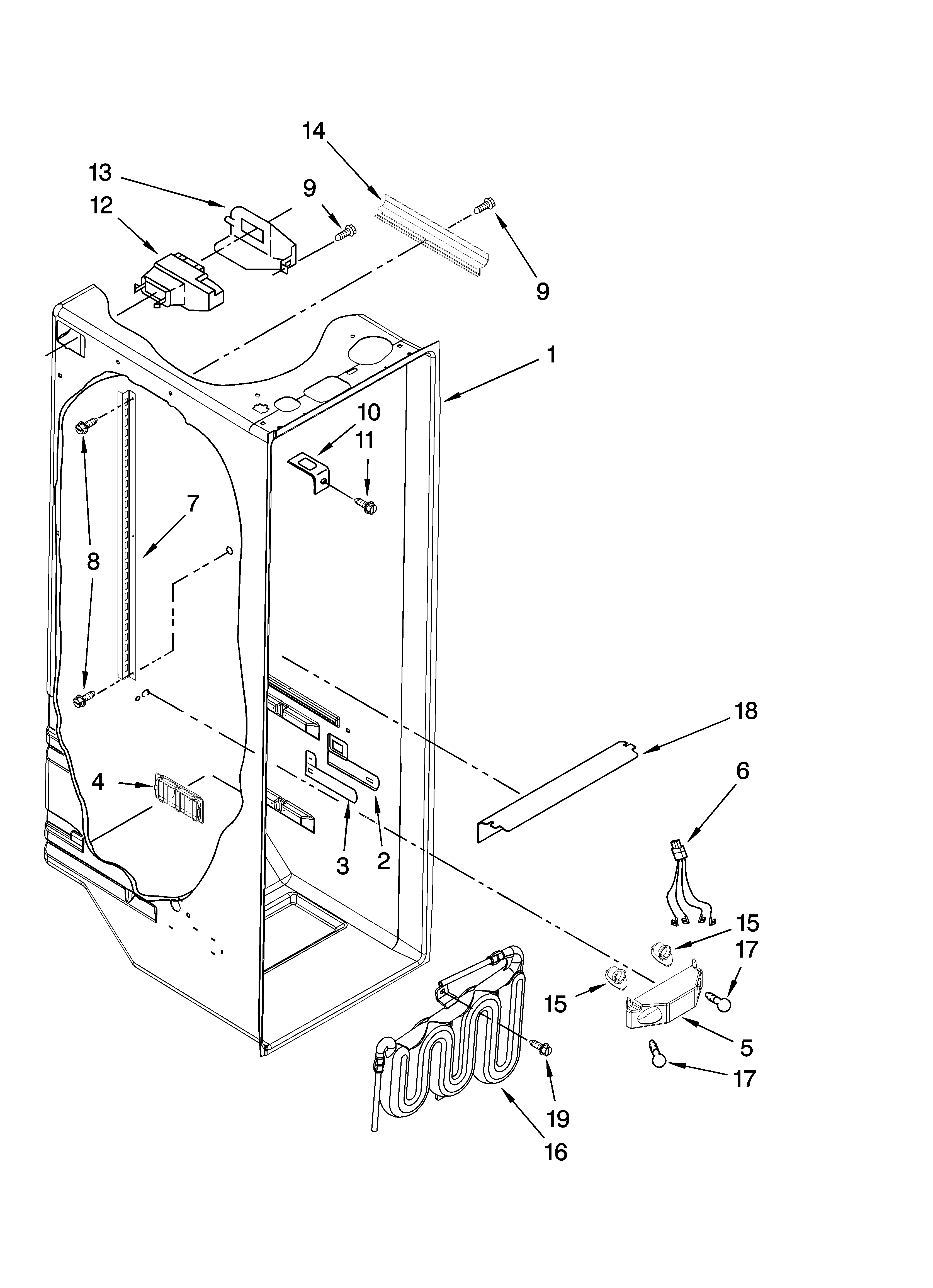 Whirlpool ED5JHAXTB02 refrigerator liner parts diagram