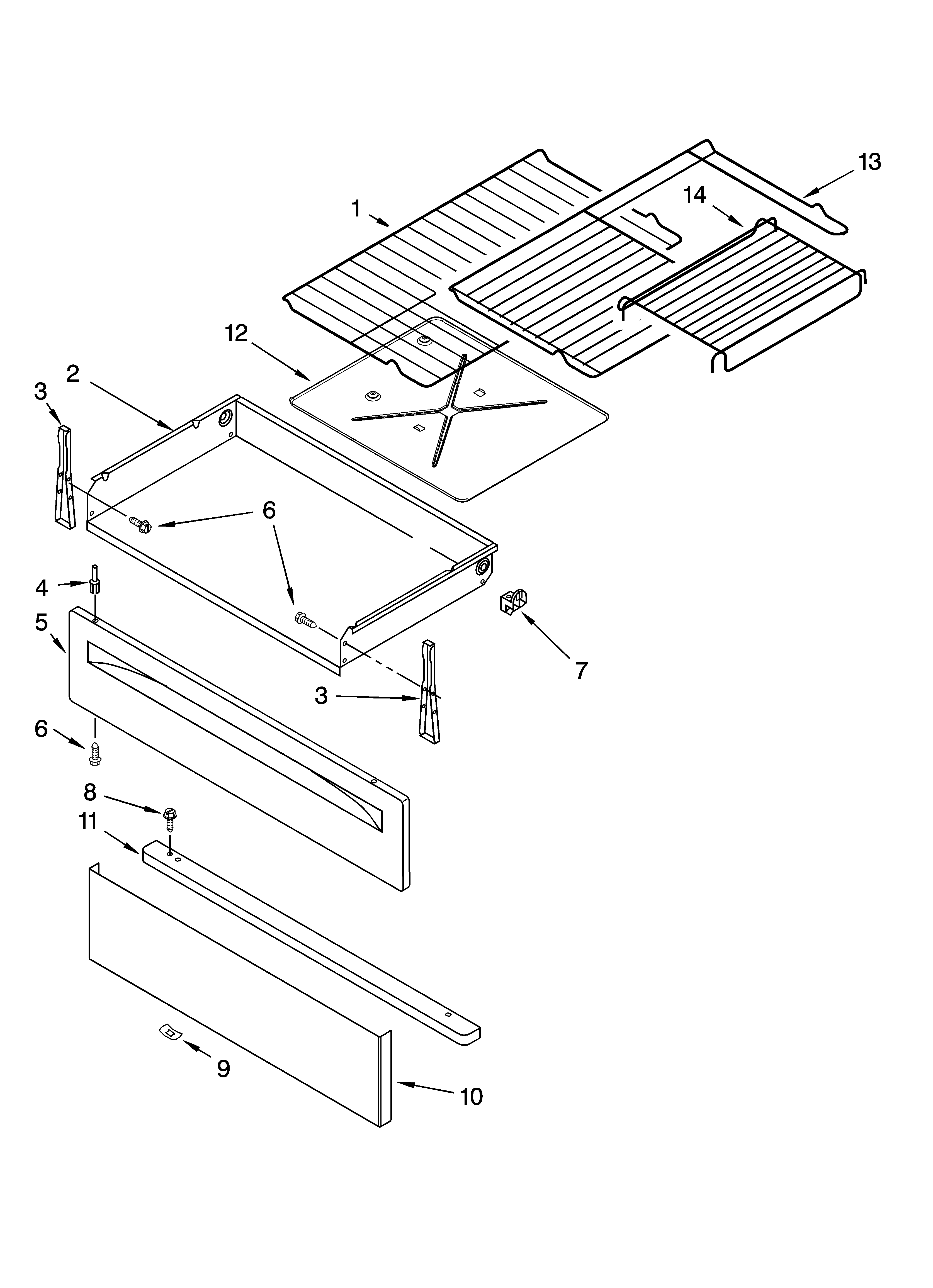 Whirlpool GR563LXST2 drawer & broiler parts diagram