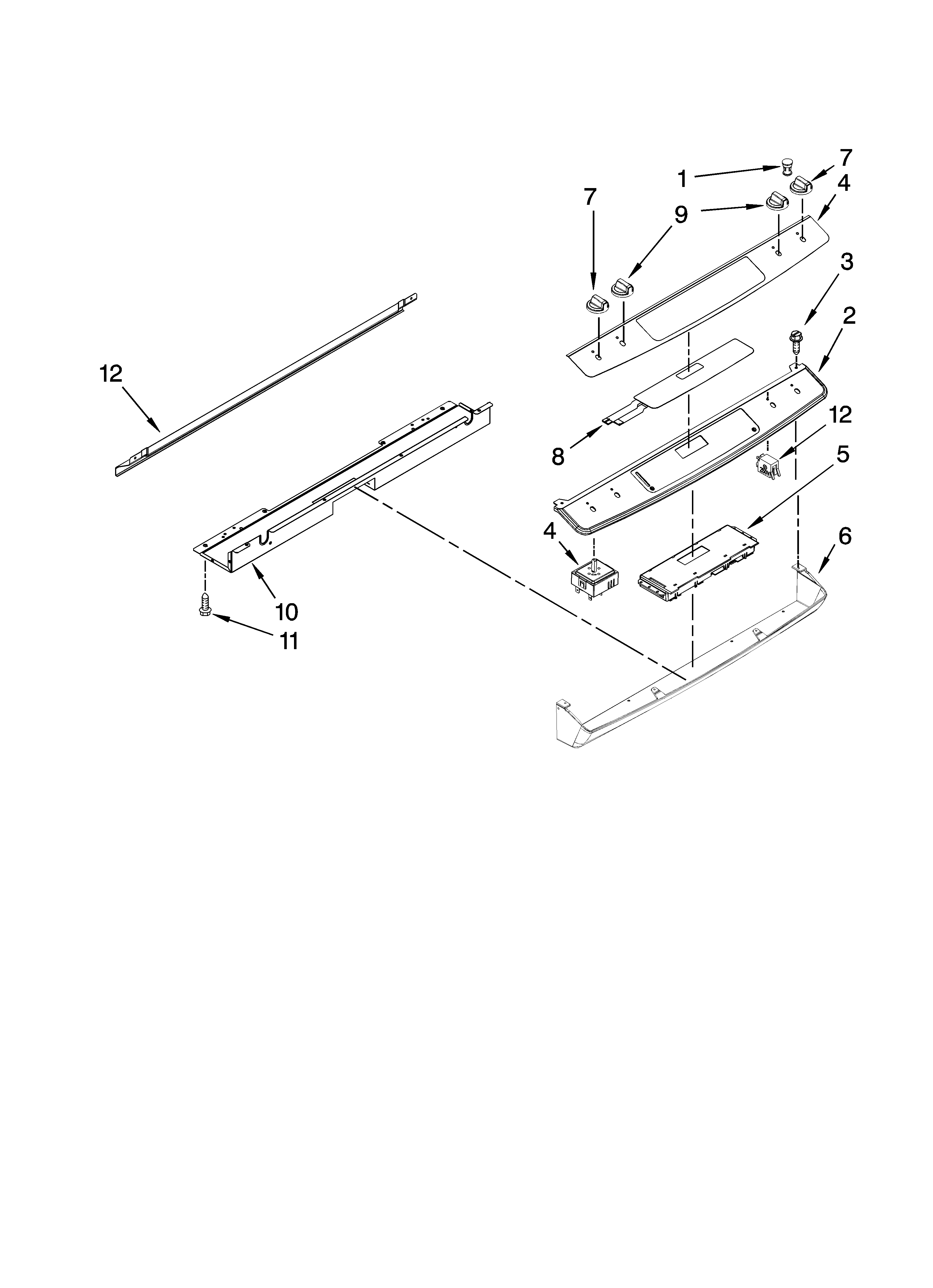Whirlpool YGY397LXUB0 control panel parts diagram