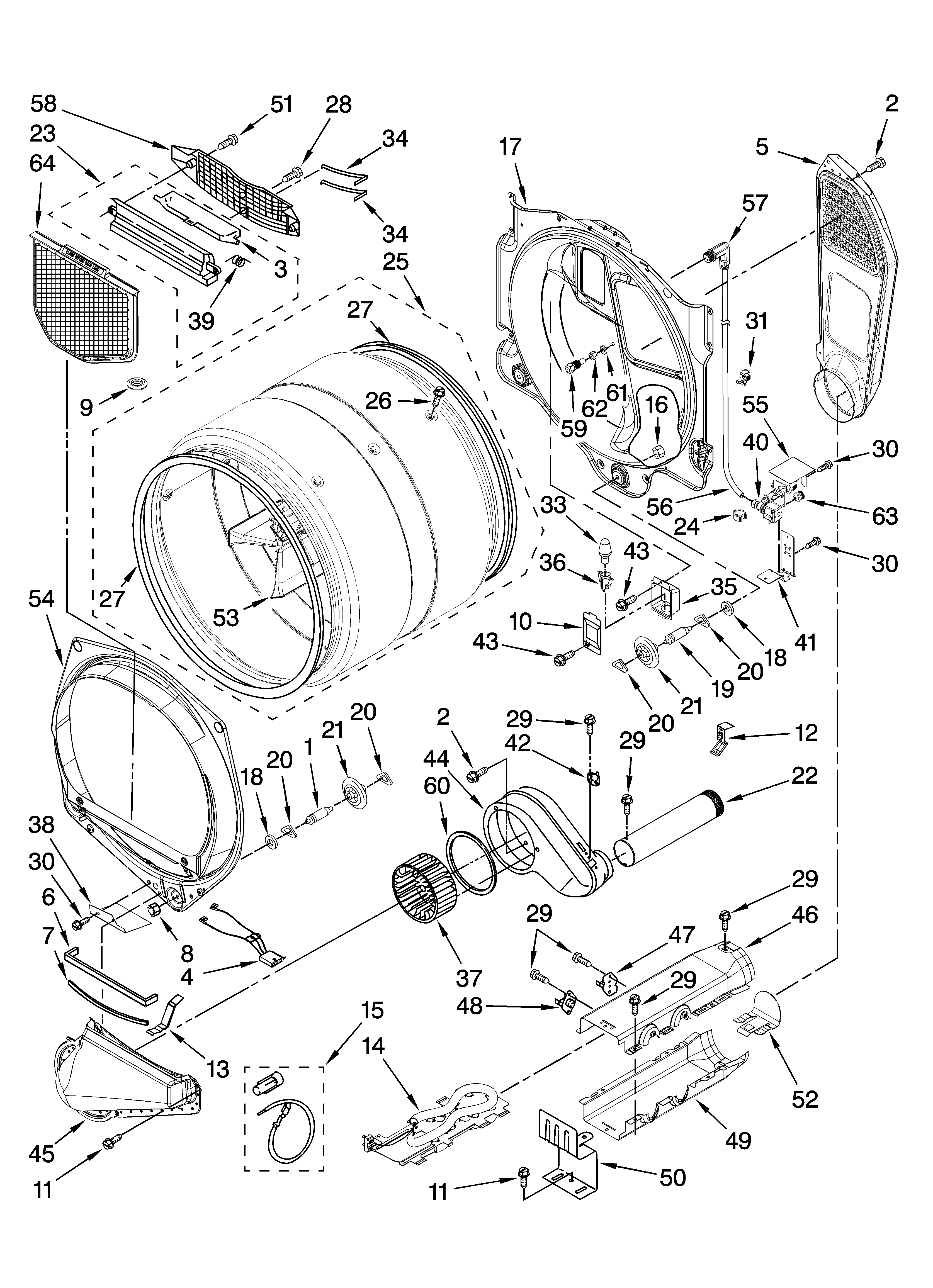 Whirlpool YWED9500TC1 bulkhead parts diagram