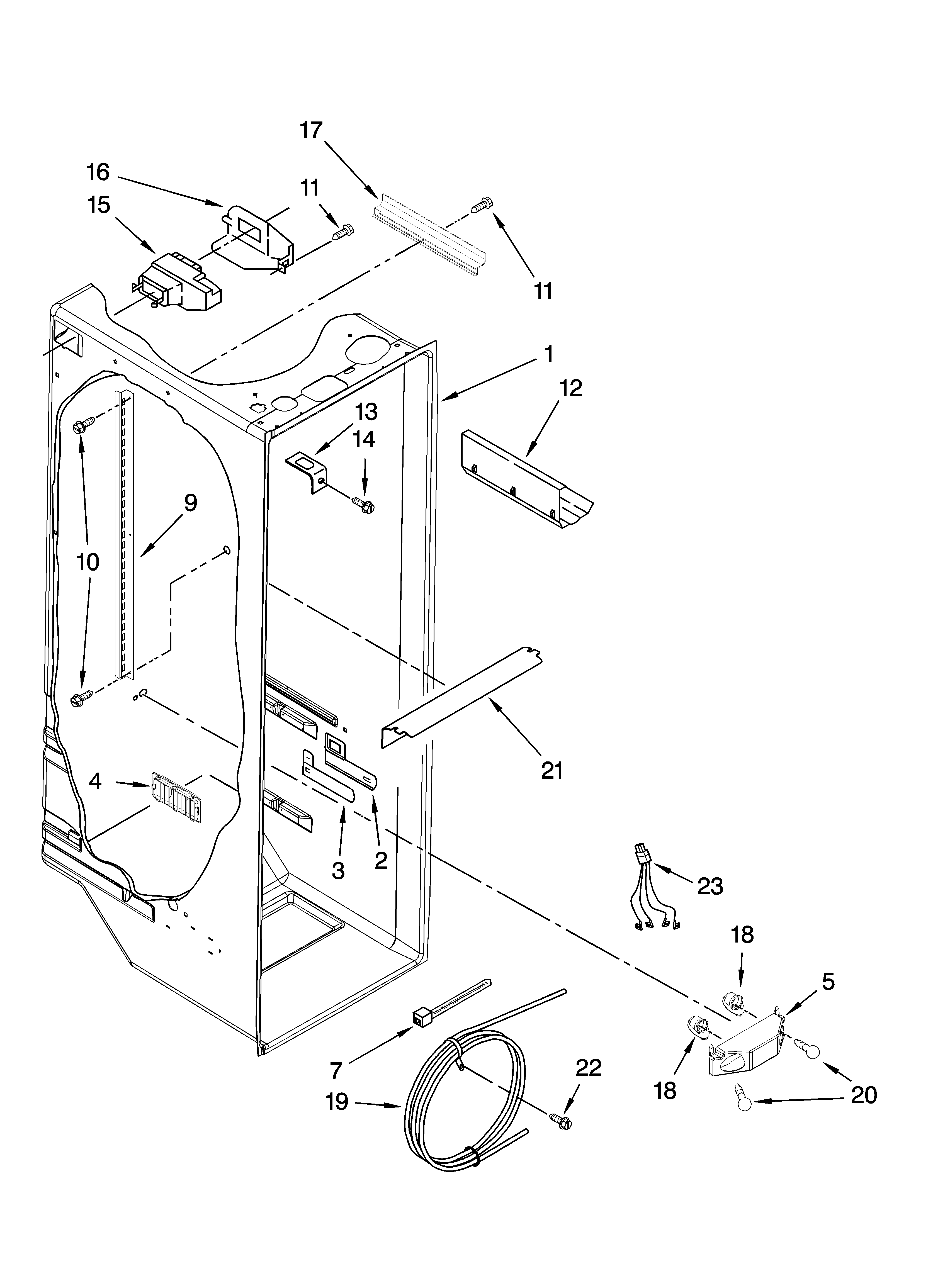 Whirlpool 6GD22DCXHW07 refrigerator liner parts diagram