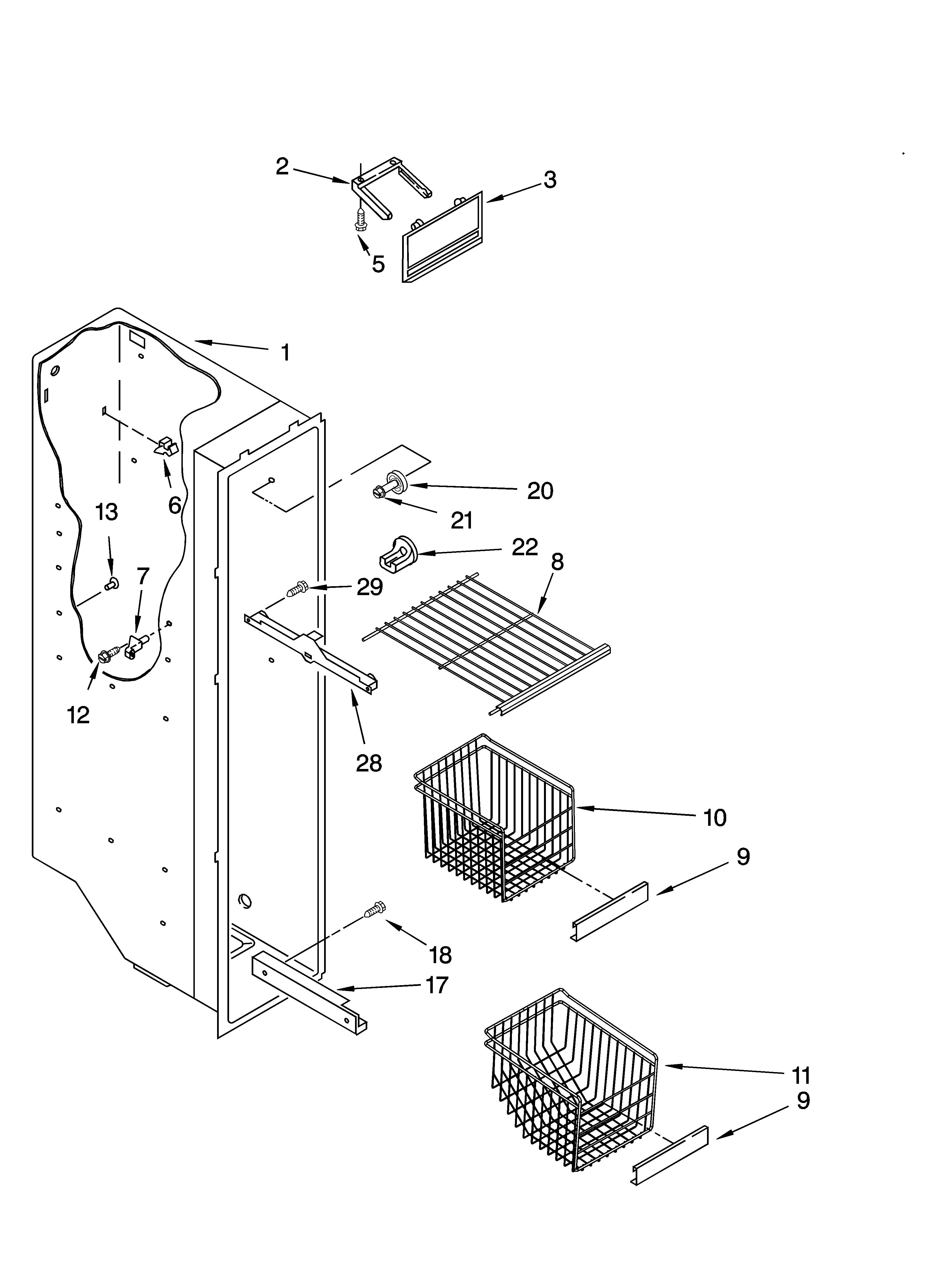 Whirlpool 6GD22DCXHW07 freezer liner parts diagram
