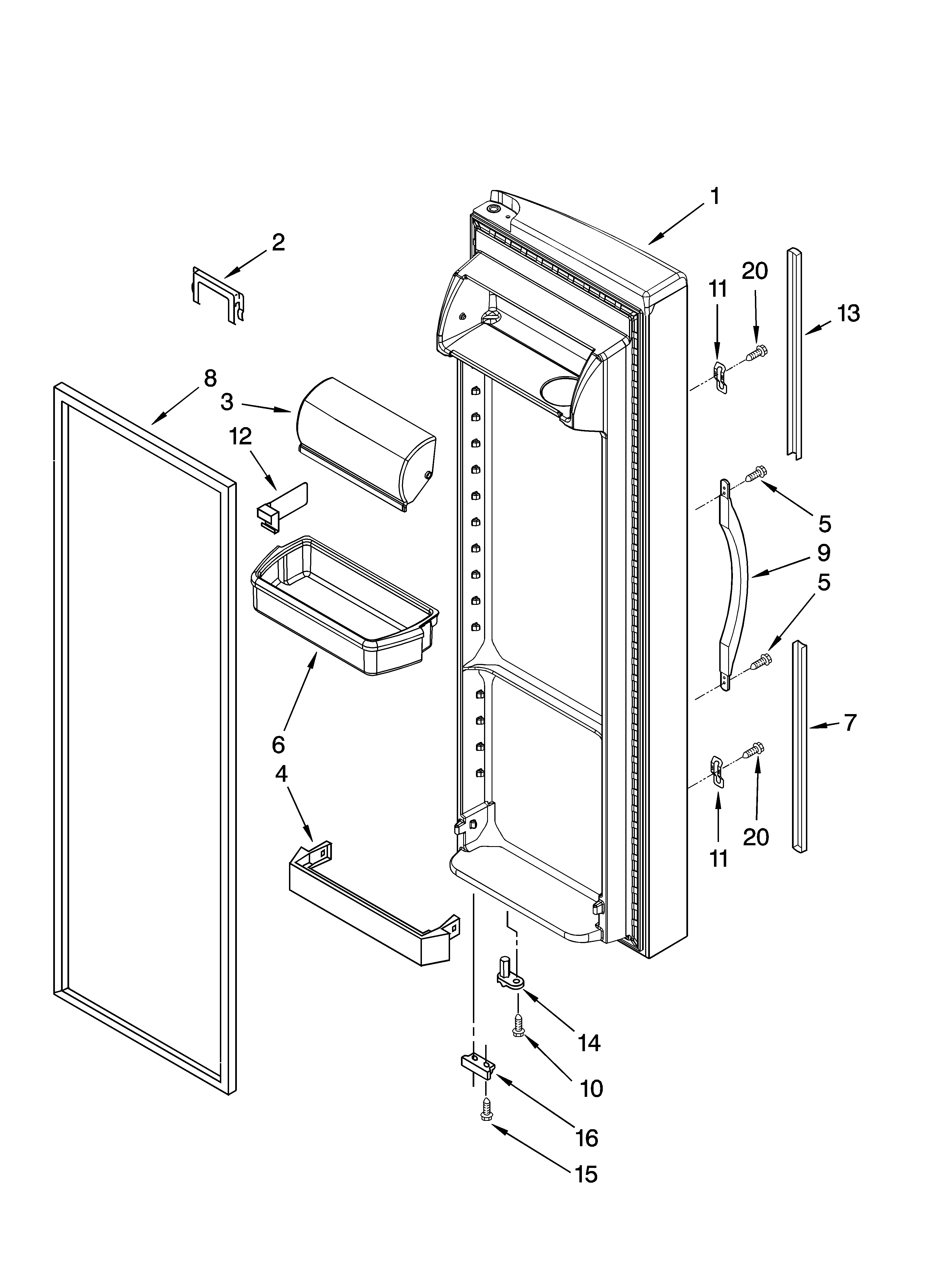 Whirlpool 6GD22DCXHW07 refrigerator door parts diagram