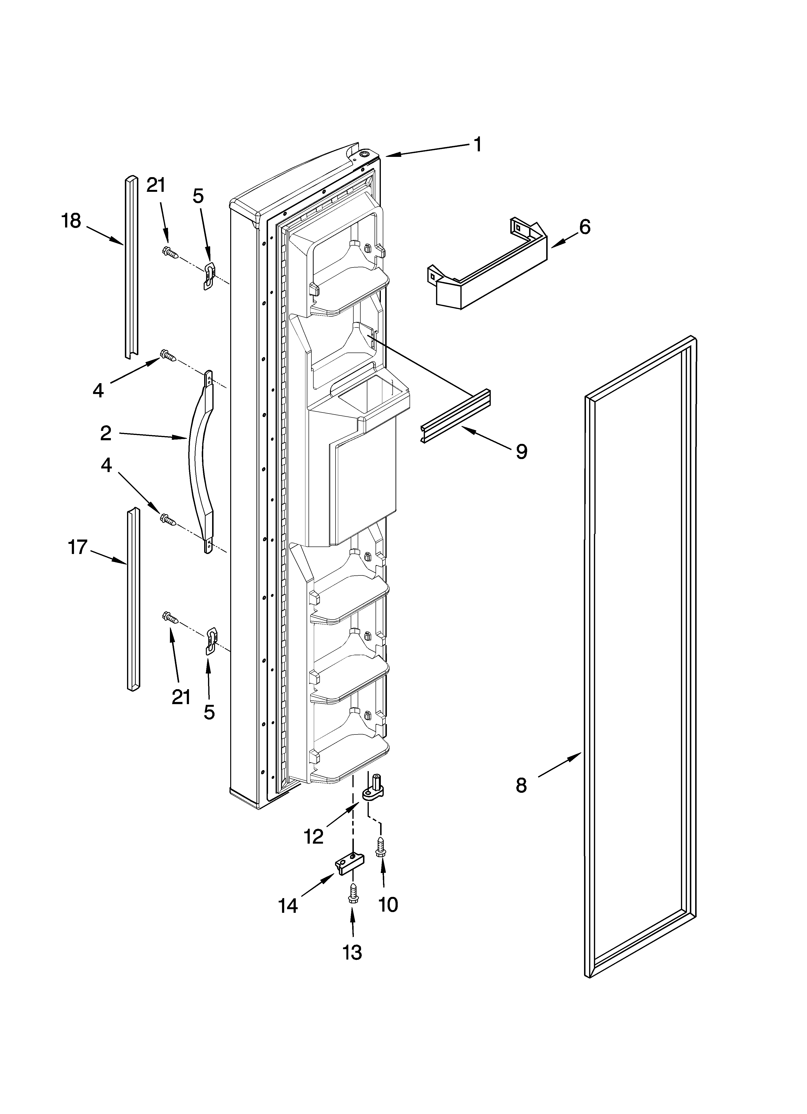 Whirlpool 6GD22DCXHW07 freezer door parts diagram