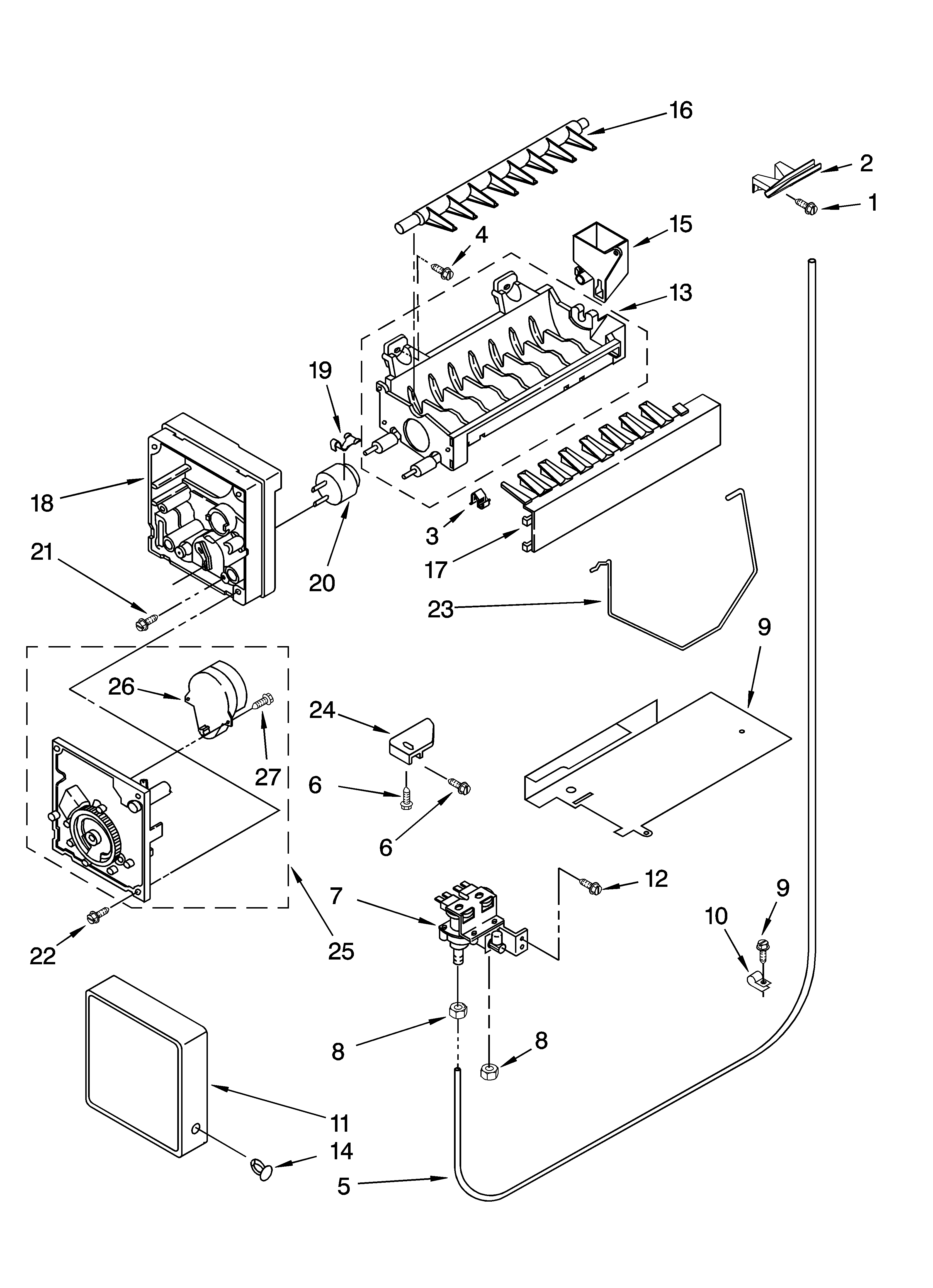 Whirlpool 6GD22DCXHW07 icemaker parts diagram