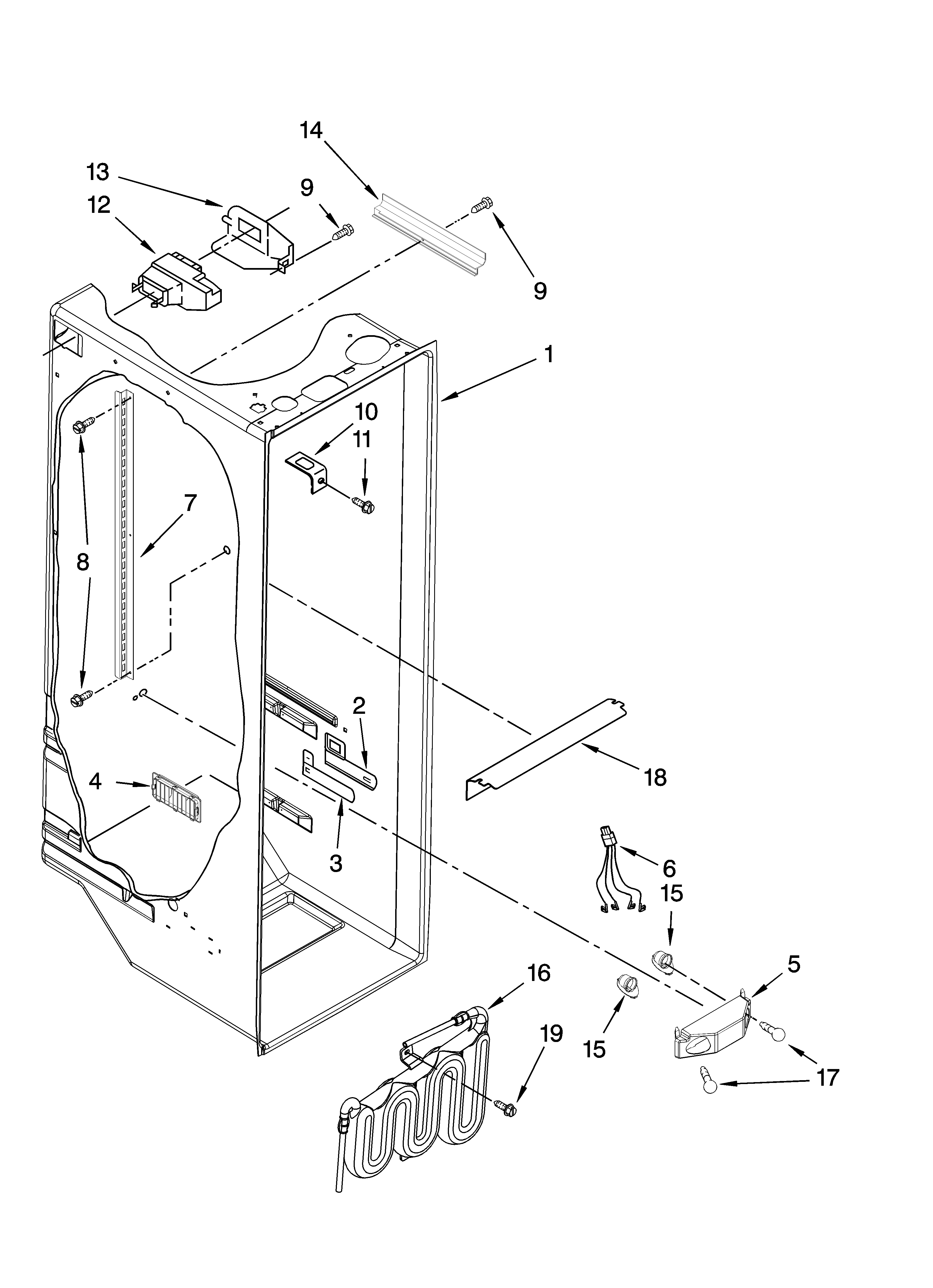 Whirlpool ED5PBAXVQ00 refrigerator liner parts diagram