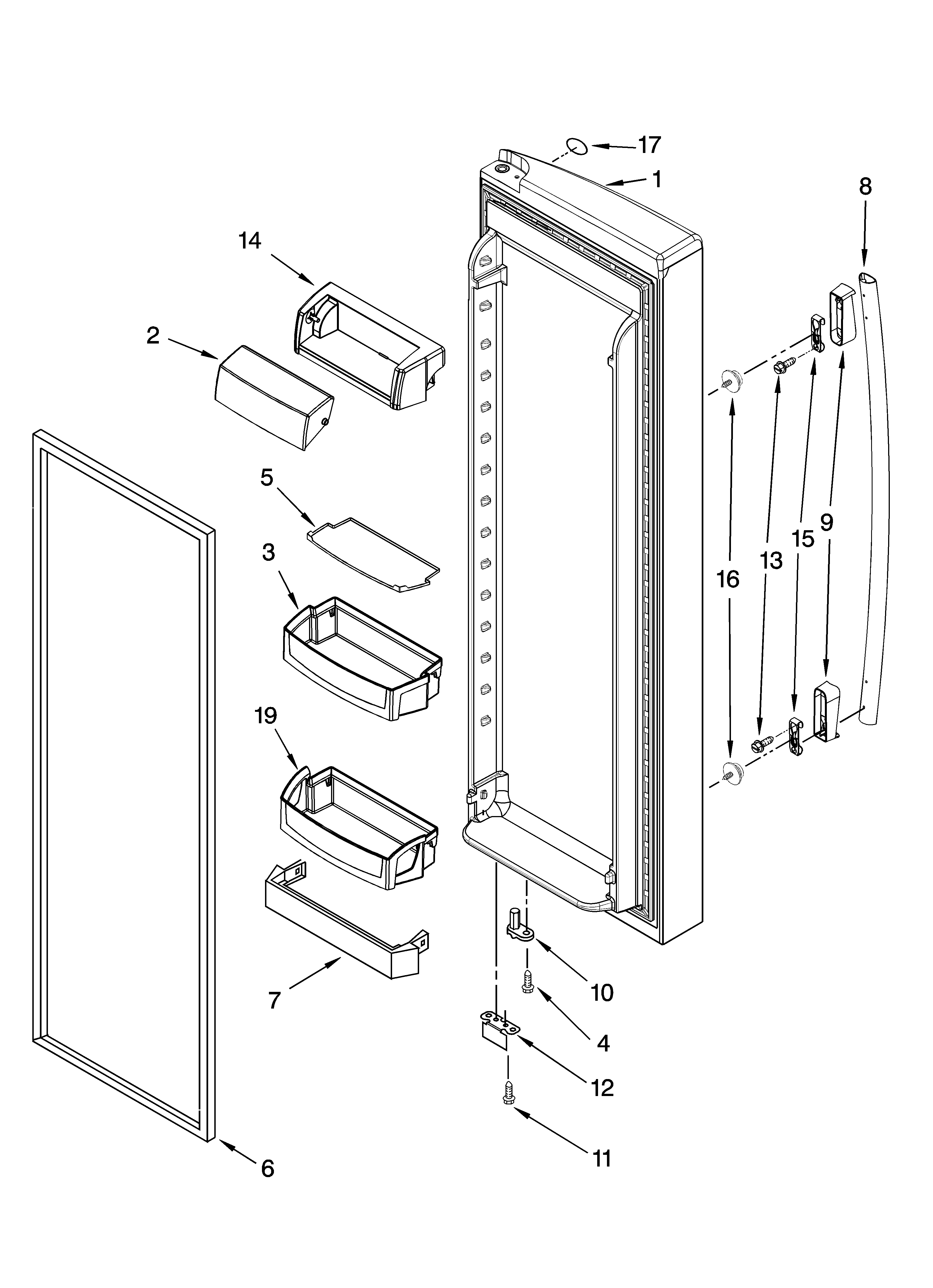 Whirlpool GS6NVEXVQ00 refrigerator door parts diagram