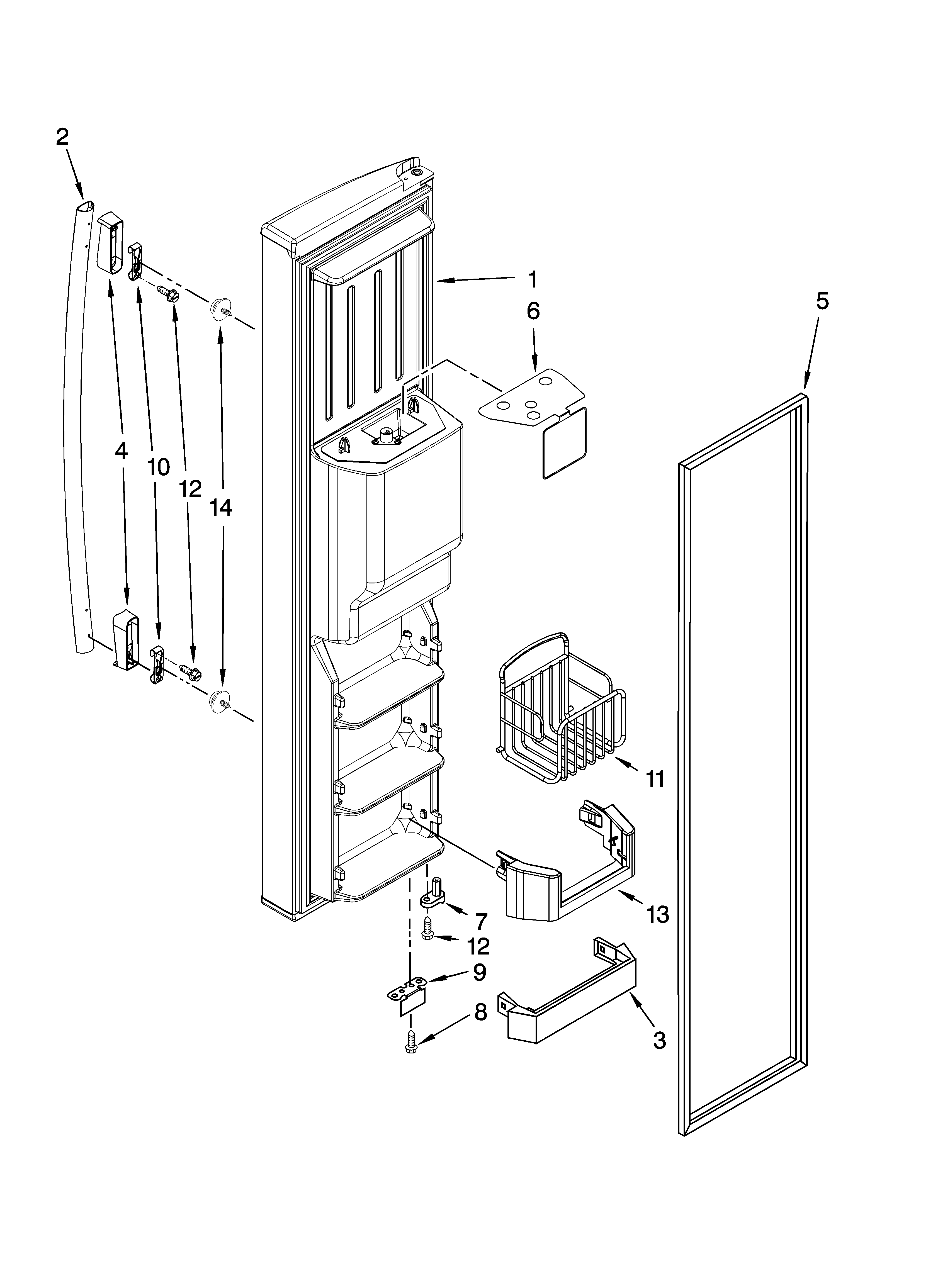 Whirlpool GS6NVEXVQ00 freezer door parts diagram