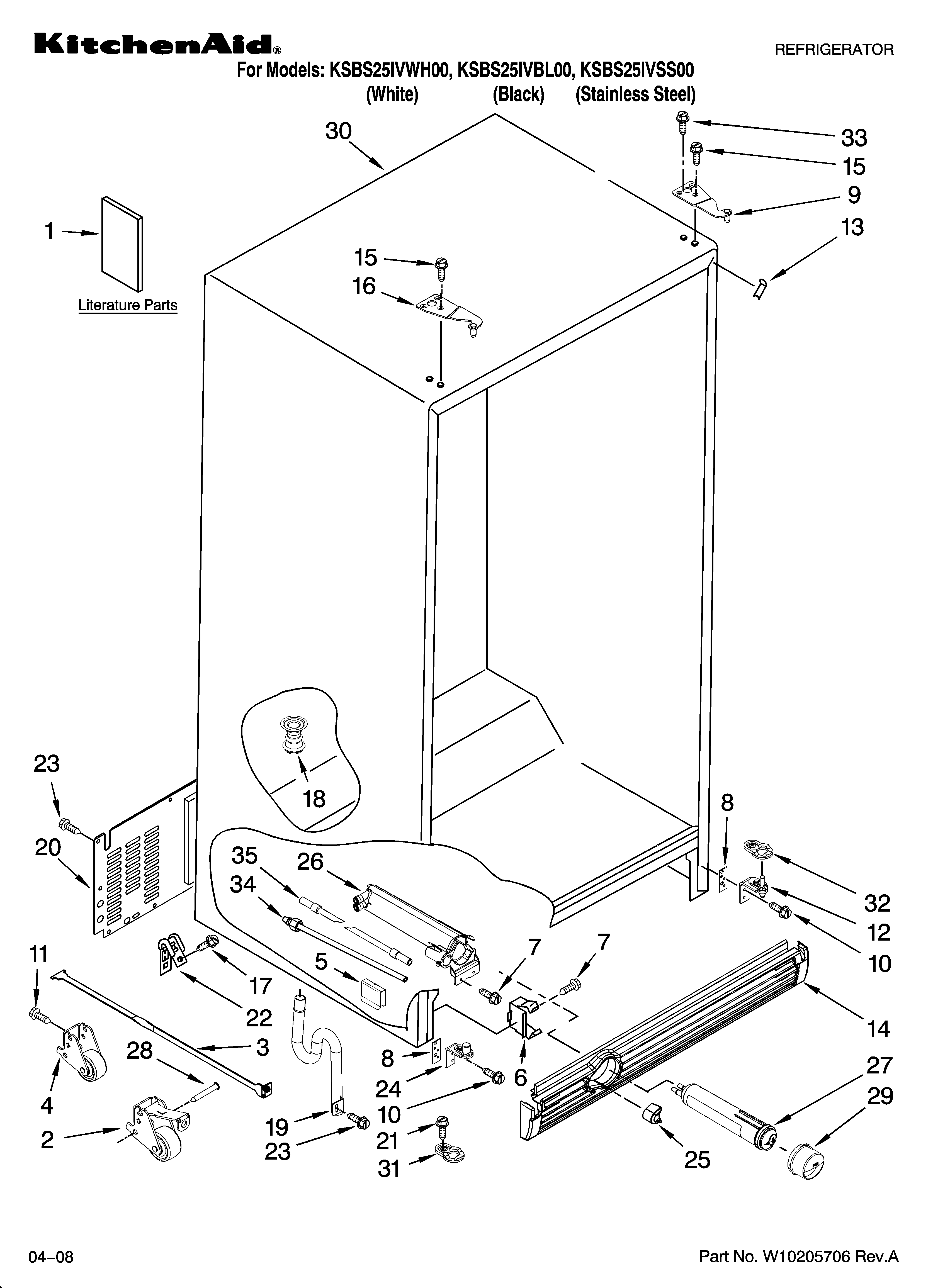 KitchenAid KSBS25IVSS00 cabinet parts diagram